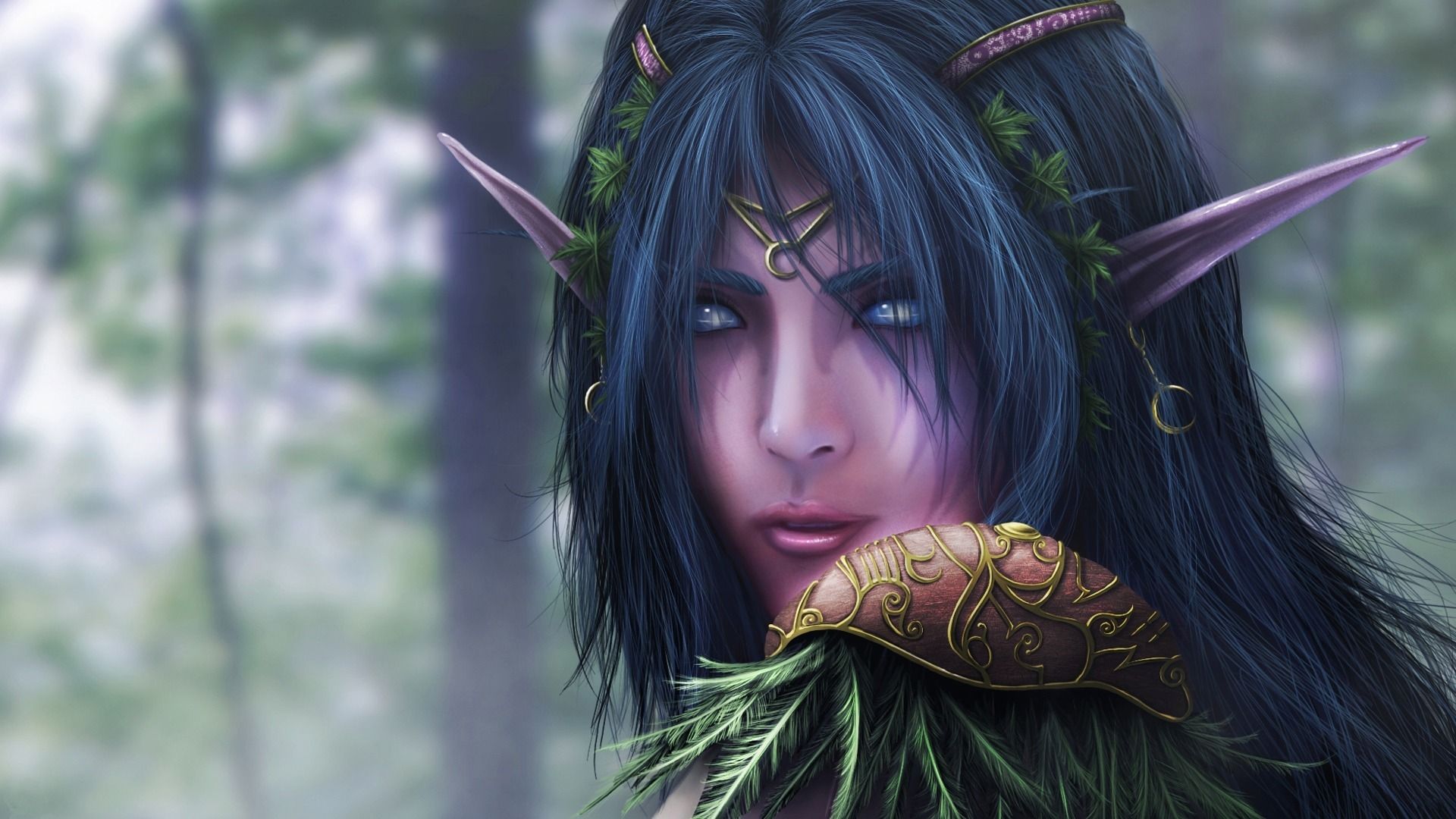 1920x1080 Desktop wallpaper: World Of Warcraft, Night Elf, Tyrande Whisperwind, Video Game, Warcraft 4K free download for PC. 225569