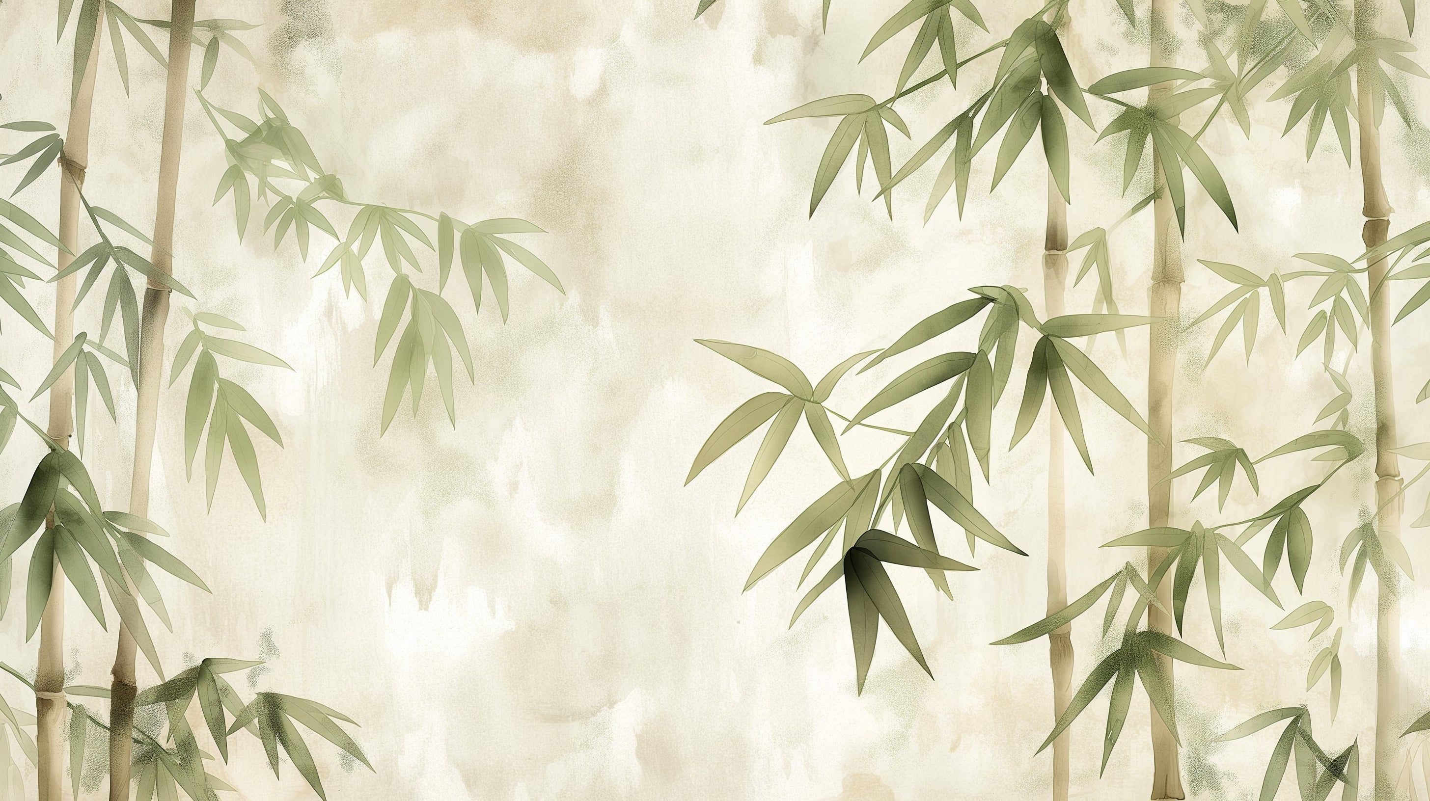 2912x1632 Bamboo Mural Wallpaper. Zen Garden Design in Sage Green
