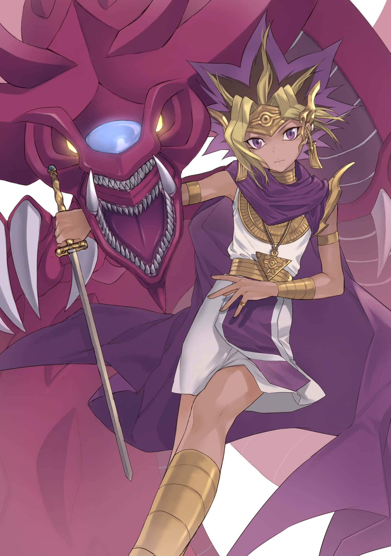 1350x1920 Download Yugi Muto unleashes the power of the Millennium Puzzle Wallpaper