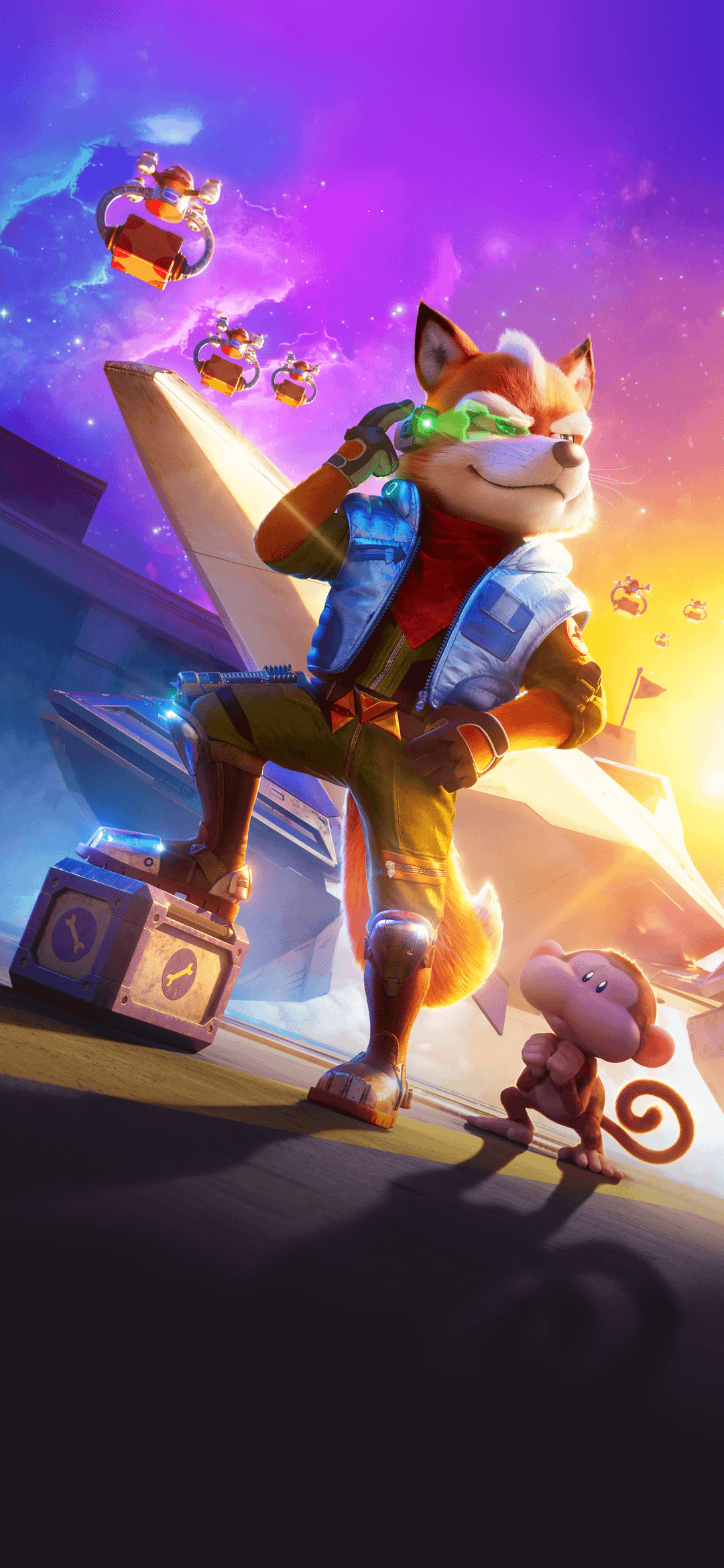 1080x2338 Photoshopped the text out of the new Star Fox character poster for the Super Mario Galaxy Movie and formatted it as a mobile wallpaper