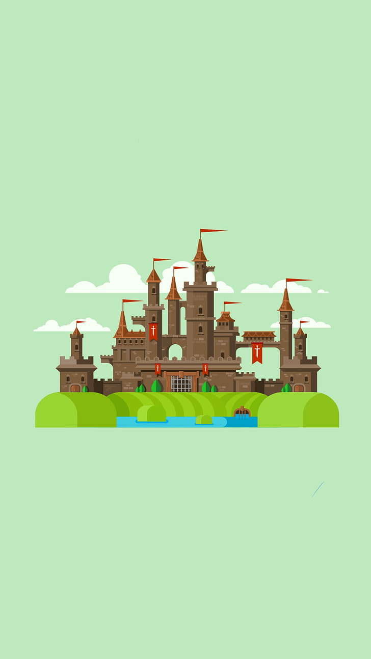 728x1294 HD wallpaper: castle, minimalism