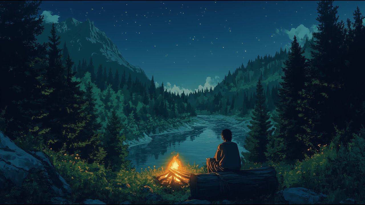 1280x720 Medieval Night in the Forest Music by the Campfire & Nature Ambience