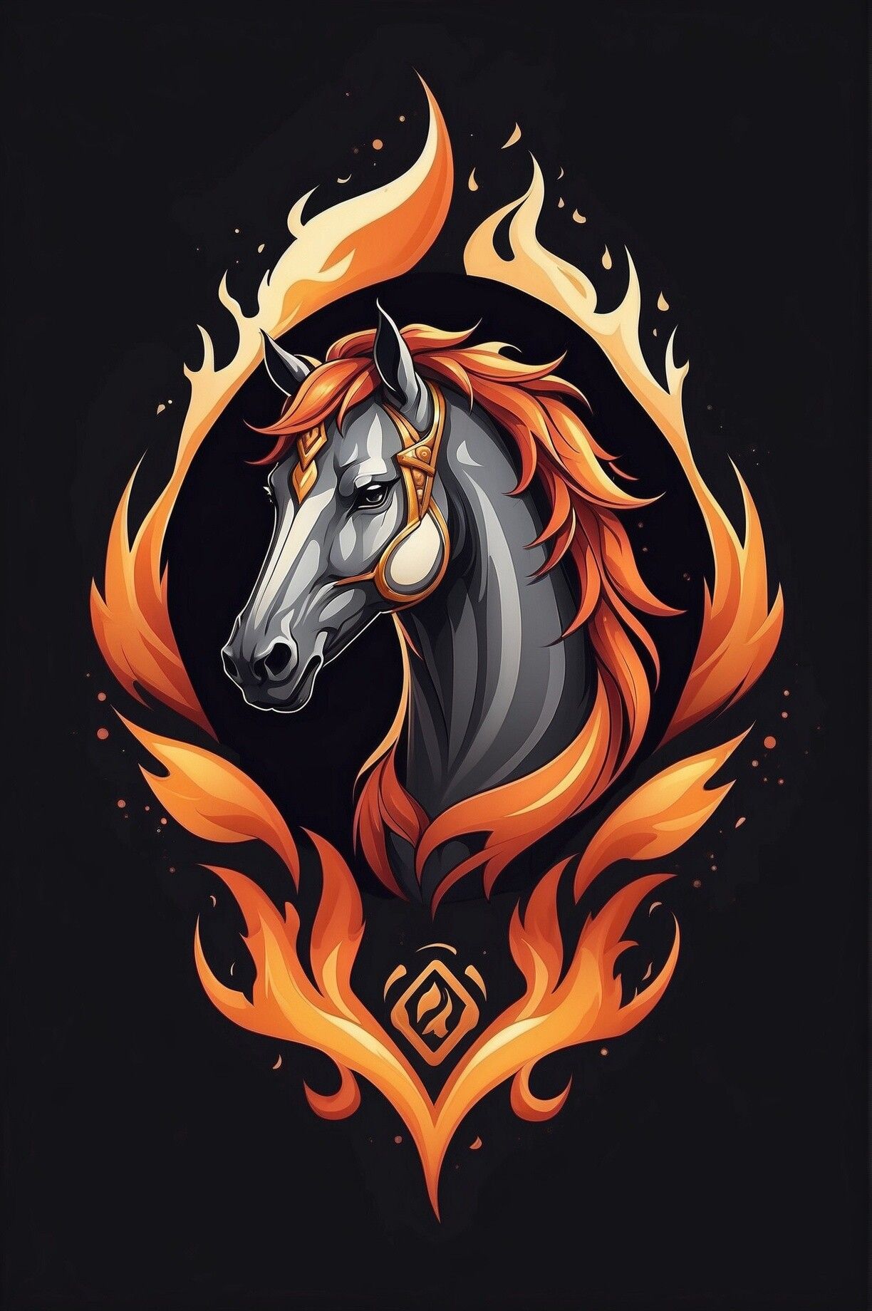 1224x1840 minimal medieval horse app logo surrounded