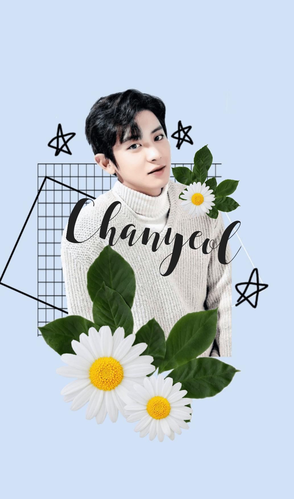 1034x1751 chanyeol edit kpop idol wallpaper exo blue daisies aest