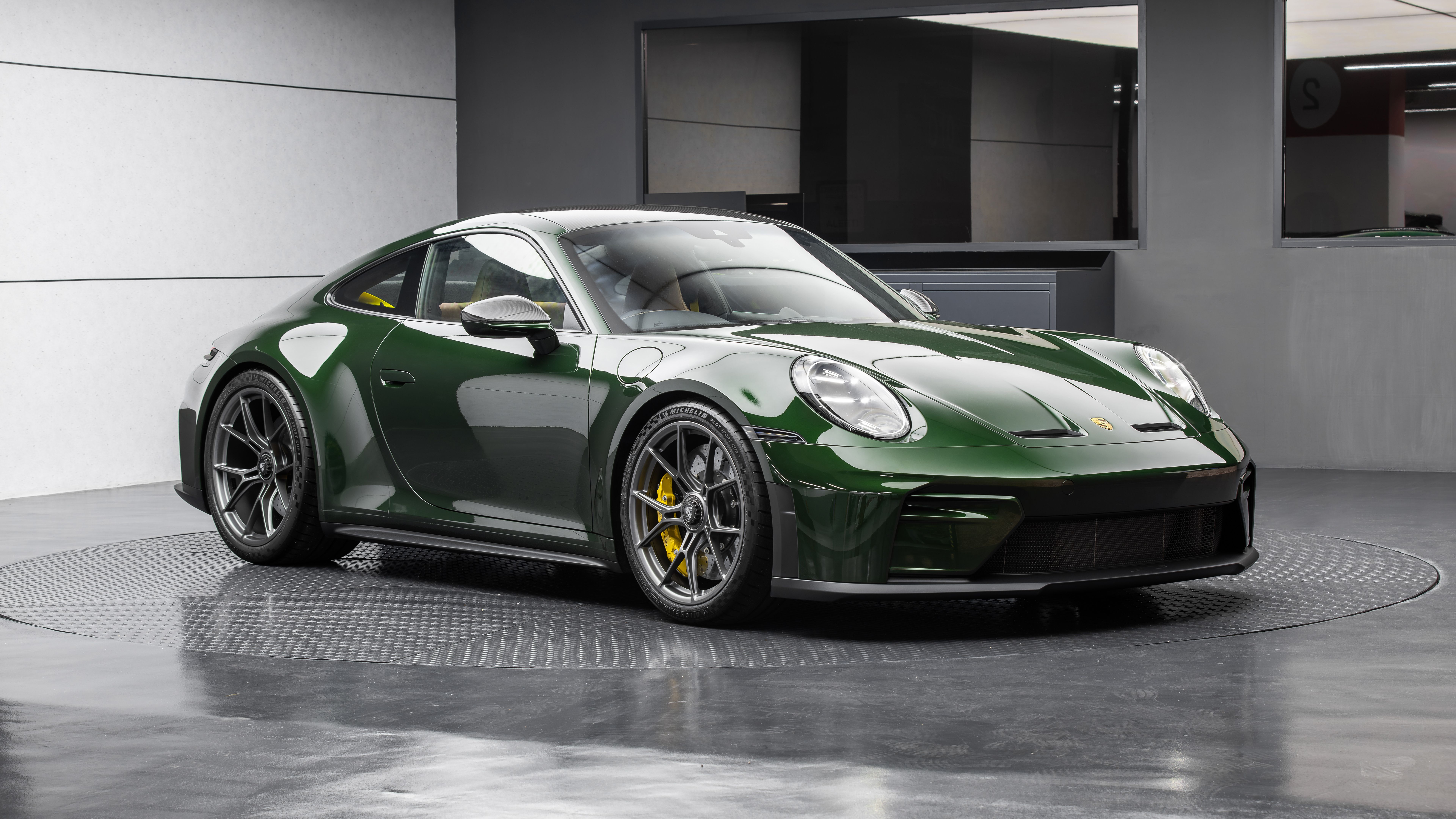 7680x4320 Green Porsche 911 GT3 Touring 2025 Car 4K 8K HD Cars Wallpaper
