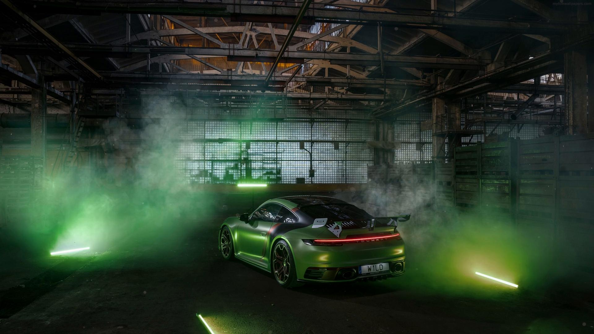 1920x1080 Green Porsche 911 Techart GT3 Live Wallpaper