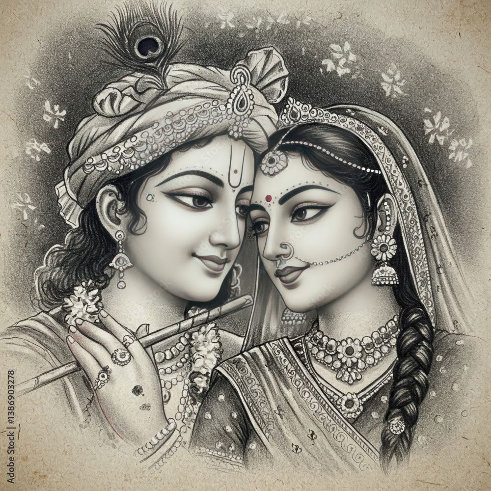 1000x1000 Radha Krishna Drawing. Easy Simple Radha Krishna Pencil Sketche Drawing 4K HD High Quality Wallpaper