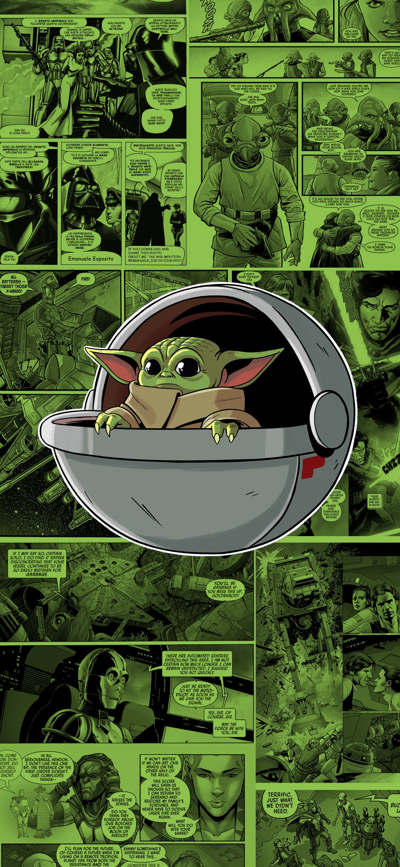 1361x2948 Wallpaper Grogu, Yoda, Star Wars, Star Wars Original Trilogy, Green, Background Free Image