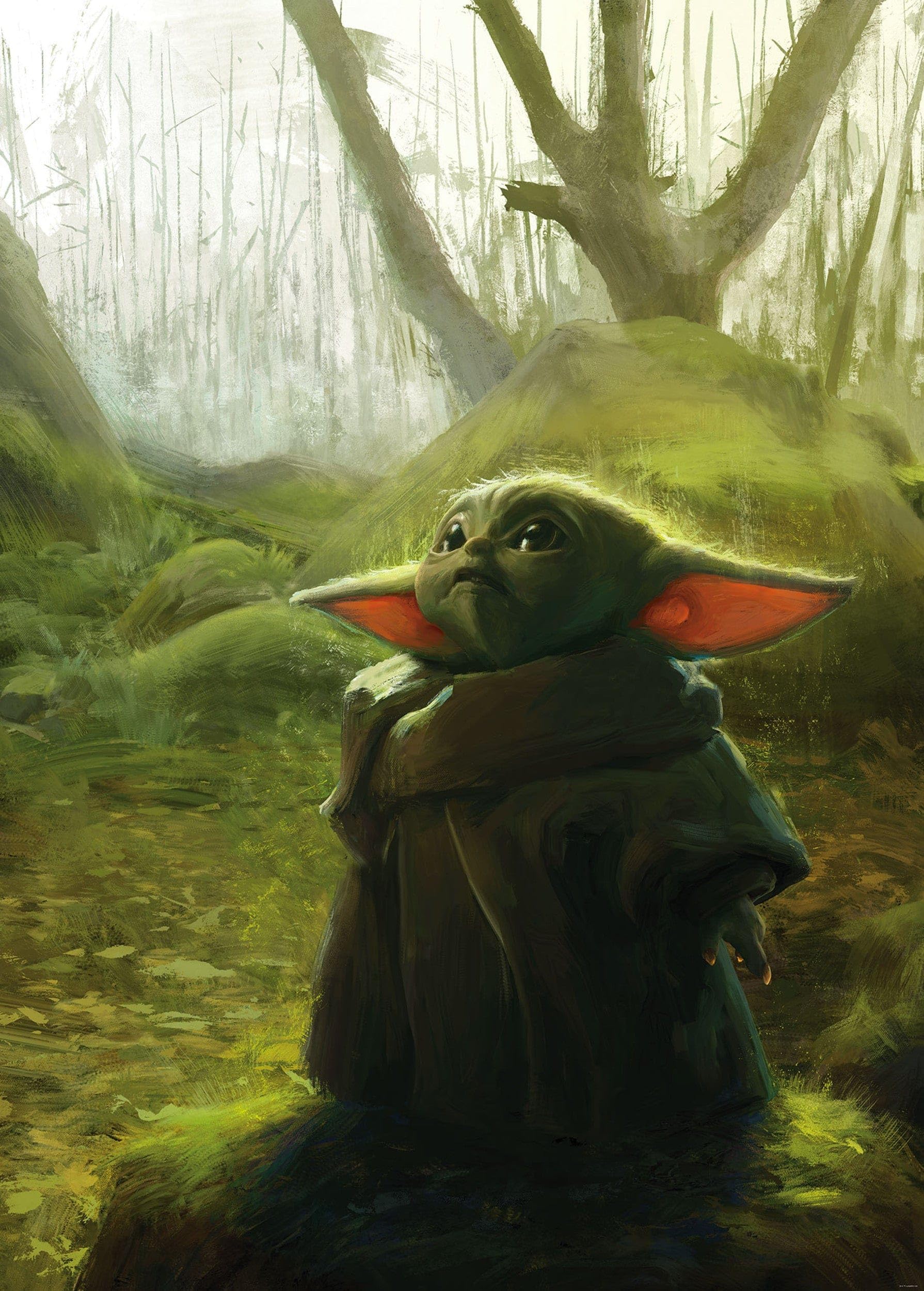 1790x2500 Komar Star Wars IADX4 018 Non Woven Photo Wallpaper Mandalorian Grogu Acrylic 200 X 280 Cm (Width X Height) Yoda Children's Wallpaper