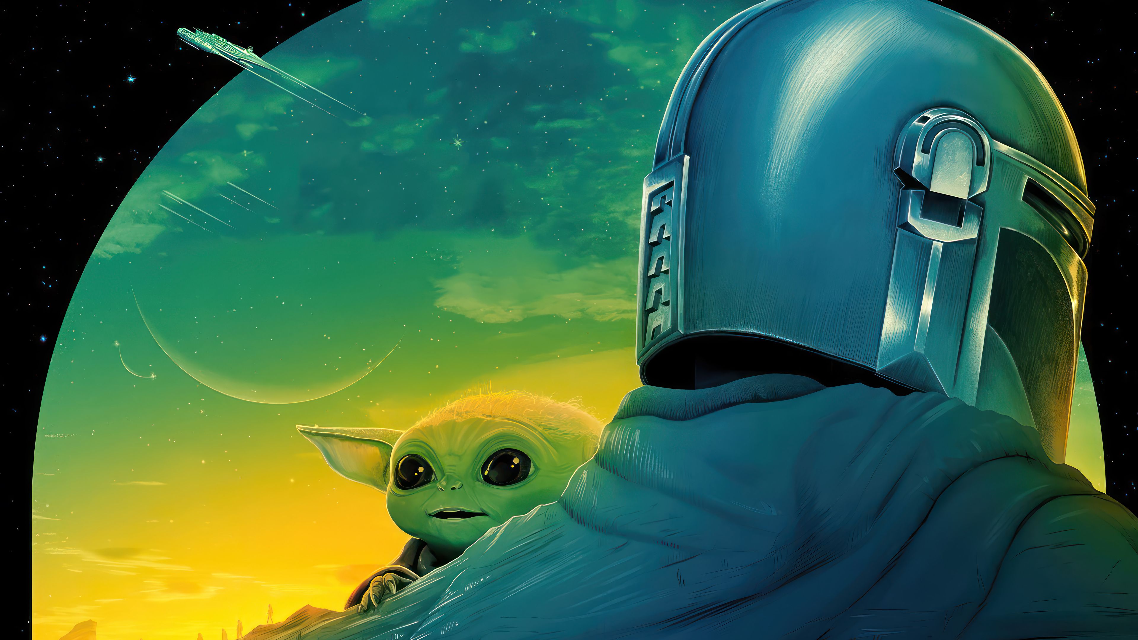 3840x2160 The Mandalorian Grogu Din Djarin S3 Wallpaper 4K HD PC k