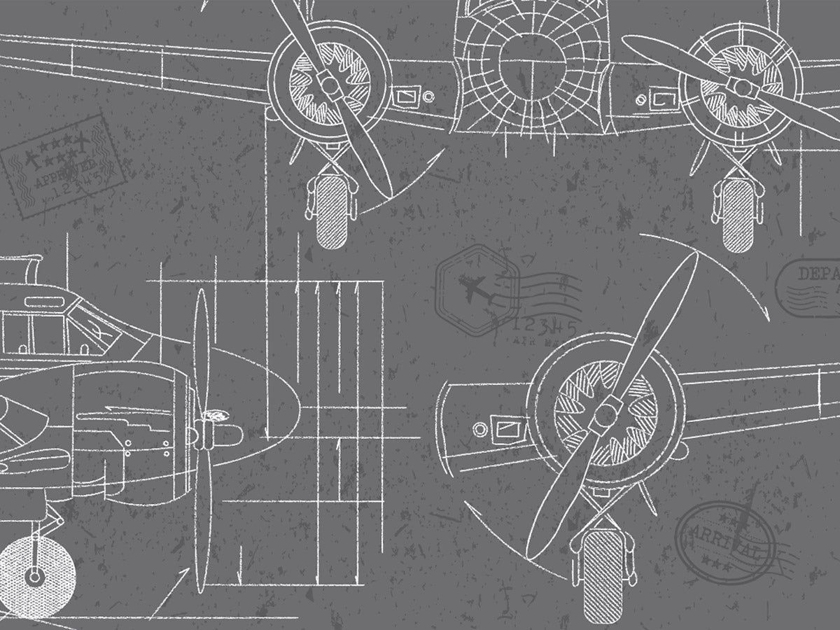 1200x900 Chalk Style Airplane Blueprint Wallpaper. Vintage Aviation Wall Art