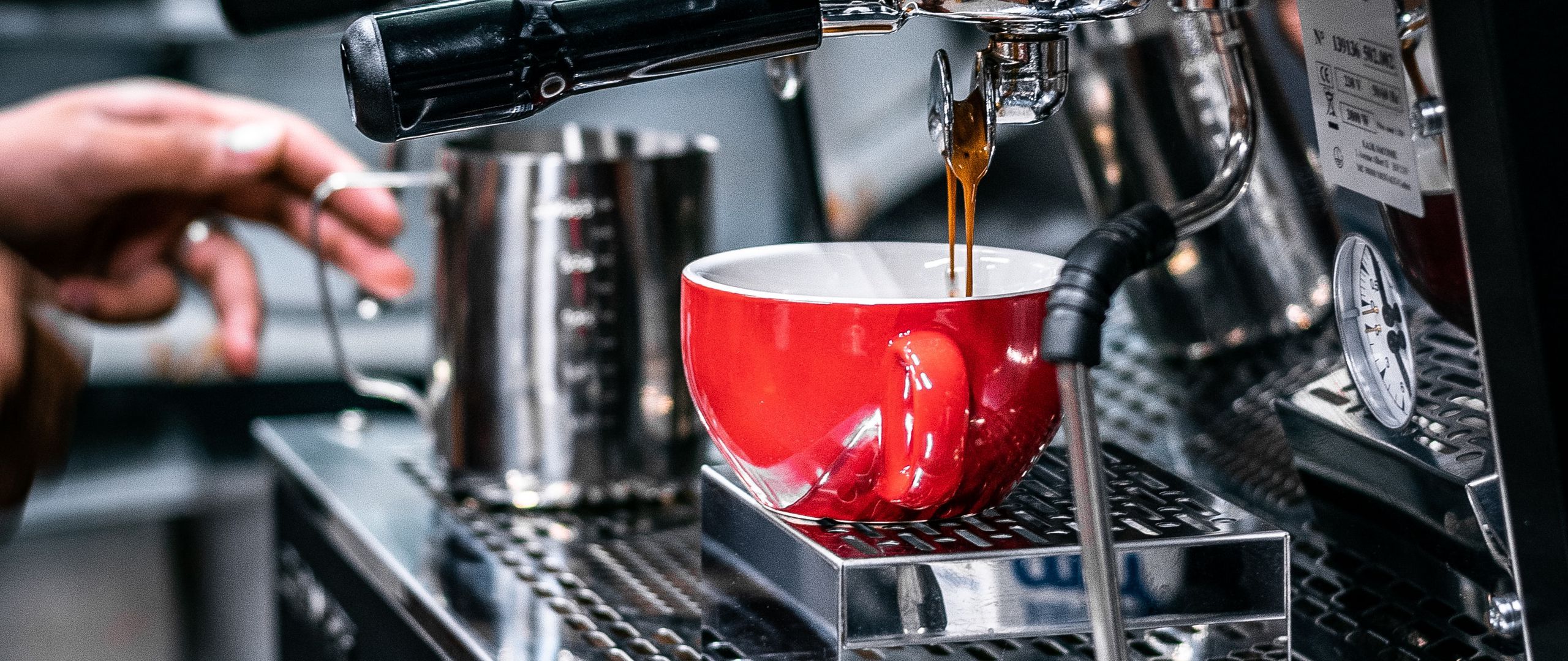 2560x1080 Download wallpaper 2560x1080 cup, coffee, coffee machine, apparatus, coffee shop dual wide 1080p HD background