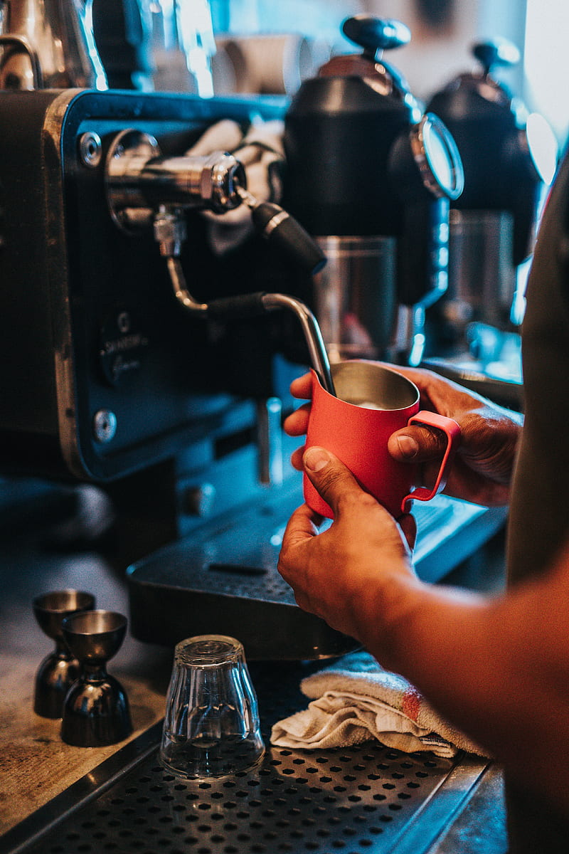 800x1200 Coffee, cup, coffee machine, hands, barista, HD phone wallpaper