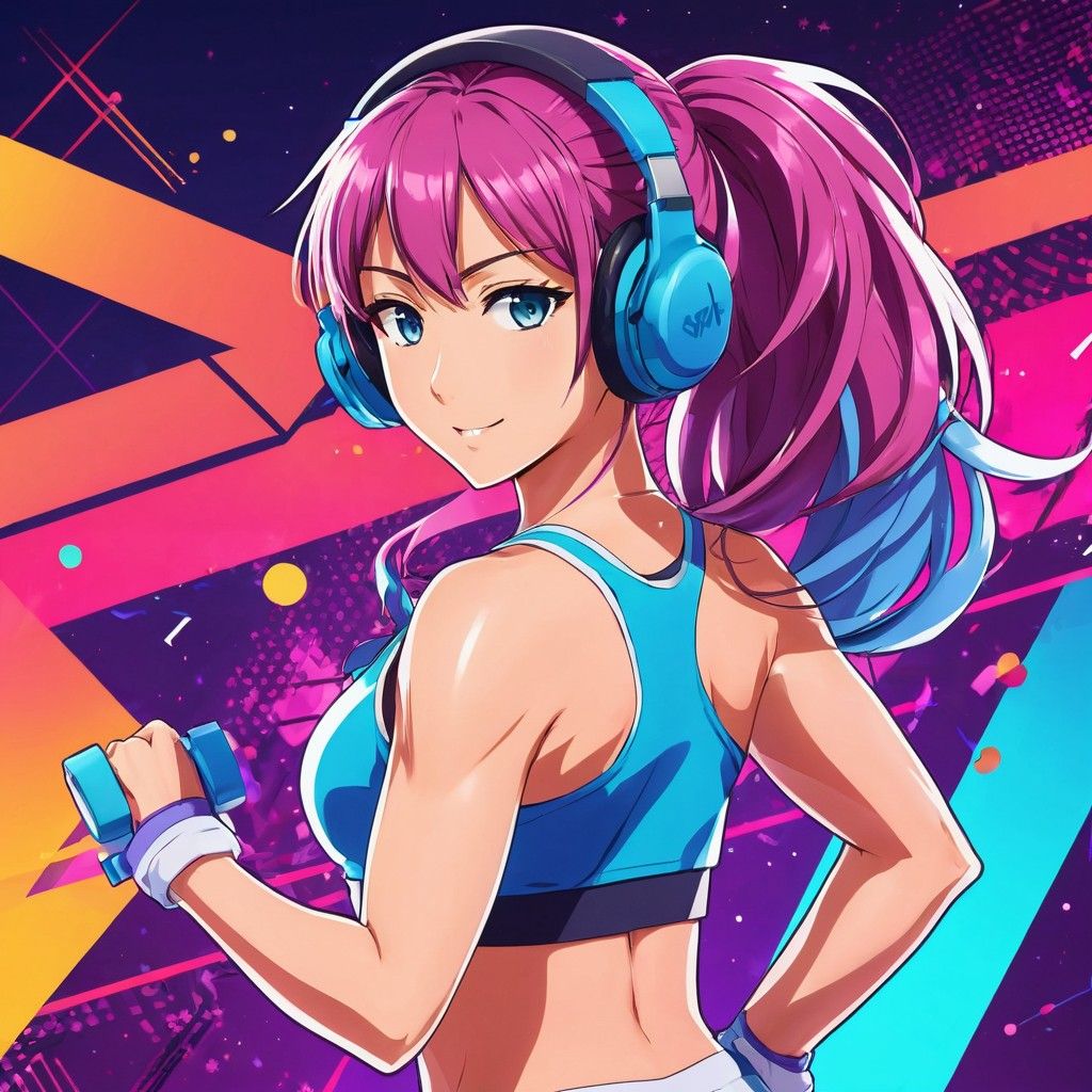 1024x1024 Phonk Music Woman Logo Exercise. Stable Diffusion Online