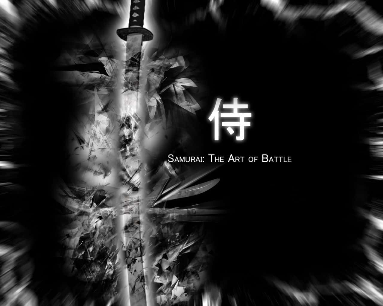 1280x1024 Download Black and White Samurai in Action Wallpaper