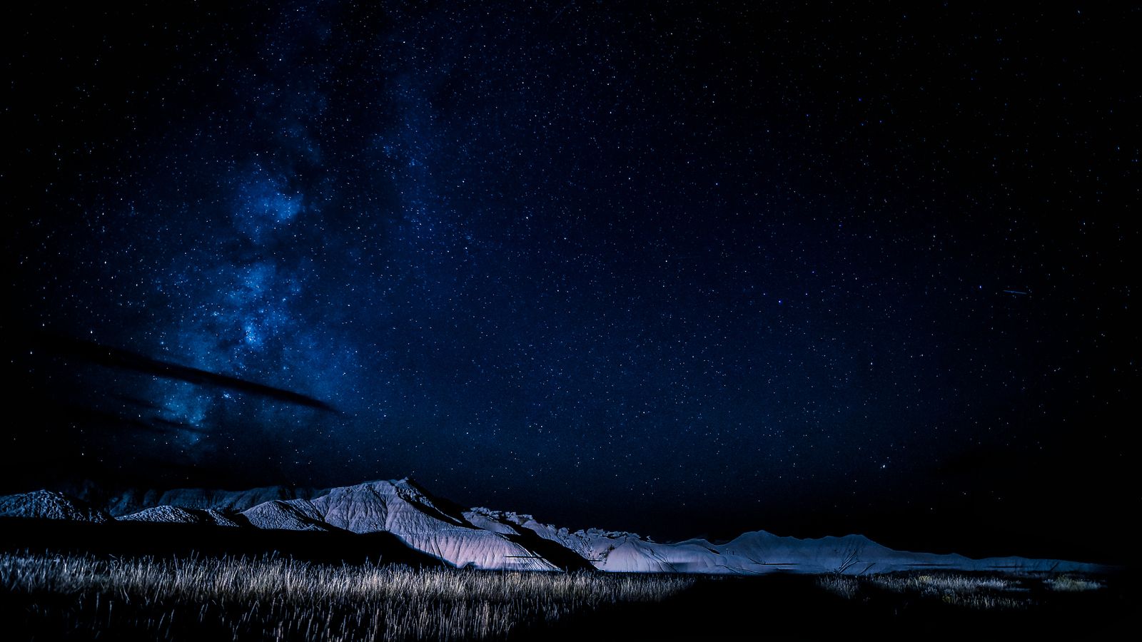 1600x900 Download Milky Way, Mountains, Night, Sky, Stars Wallpaper in 1600x900 Resolution