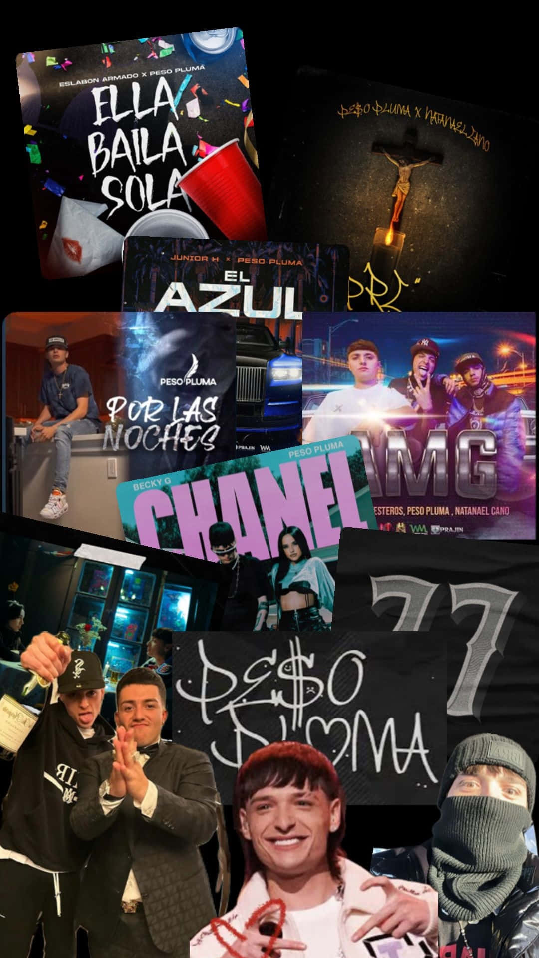 1080x1920 Download Peso Pluma Aesthetic Collage Wallpaper
