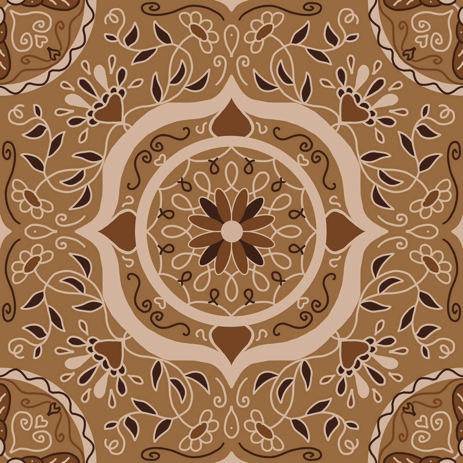 1600x1600 Earth Mandala Brown Floral Wallpaper