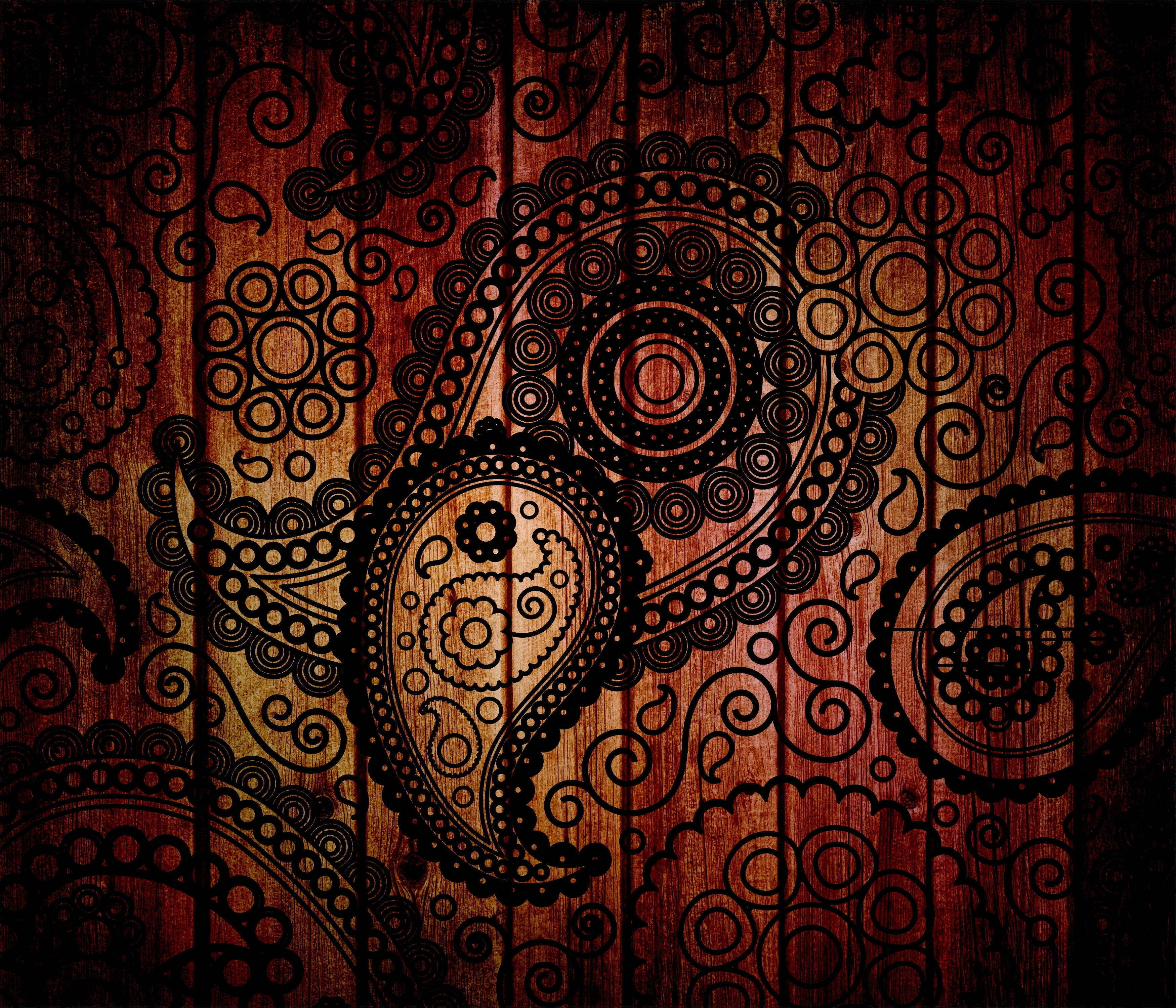 3500x3000 Black and brown mandala print textile HD wallpaper