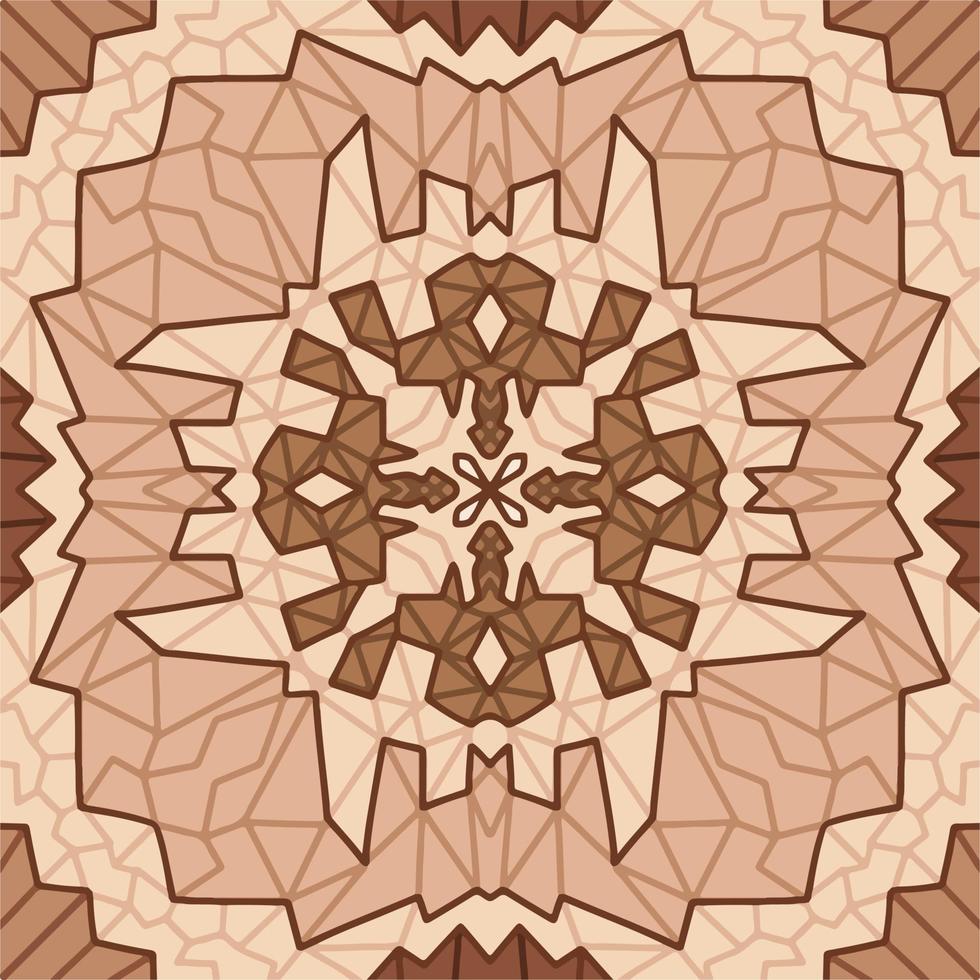 980x980 Earth toned symmetrical mandala background. Vector earthquake brown themed wallpaper with square shaped template. Cartoon styled clean line art and flat colored symmetrical wallpaper backdrop isolated