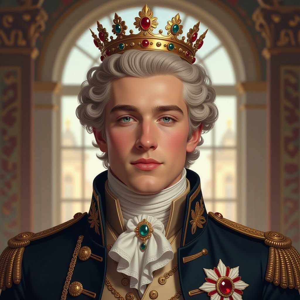 1024x1024 Young King George III Portrait in Ornate Style