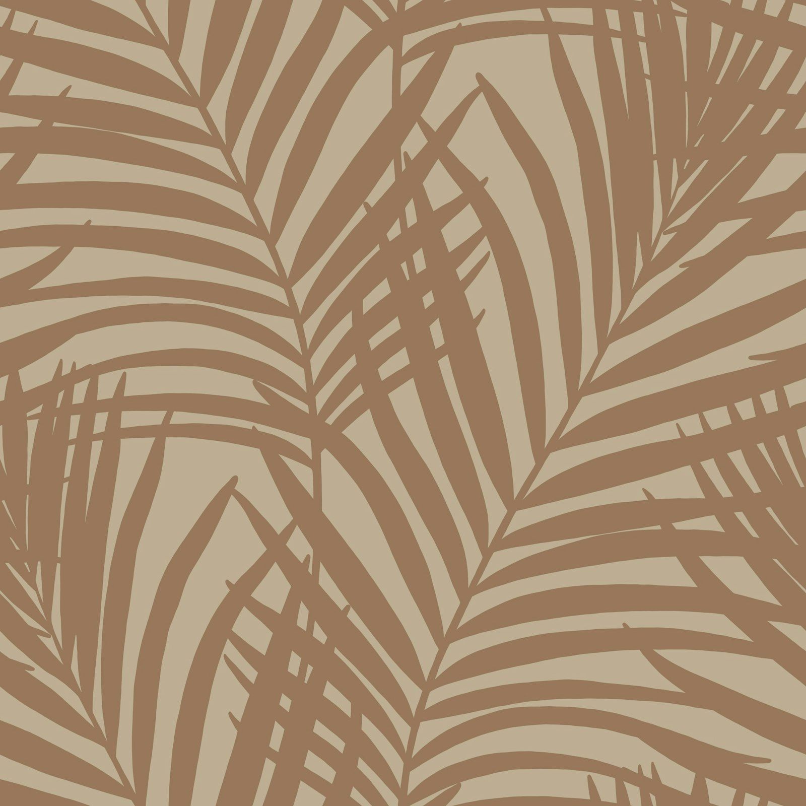 1600x1600 Tropical Palm Leaf Wallpaper in Warm Beige