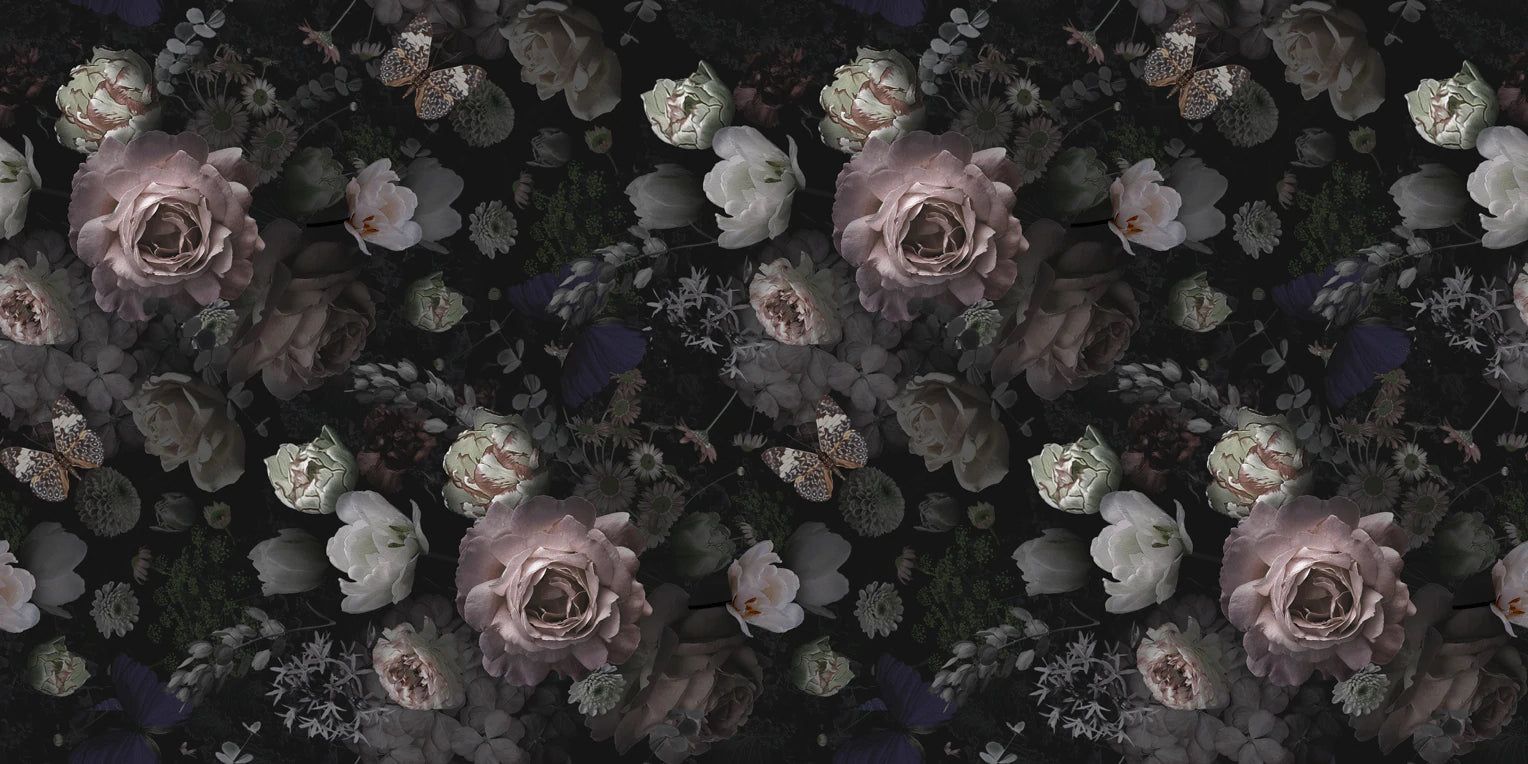 1528x764 Dark Floral Botanical Garden Mural Wallpaper