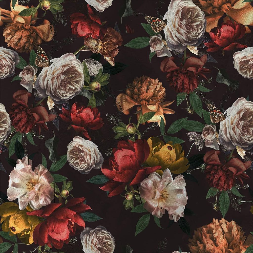 1024x1024 VEELIKE Moody Rose Peony Floral Wallpaper 17.7''×354'' (44.5cm×9m)