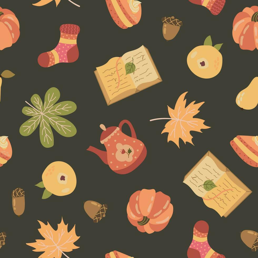 980x980 Autumn cozy seamless pattern. Design for fabric, textile, wallpaper, packaging
