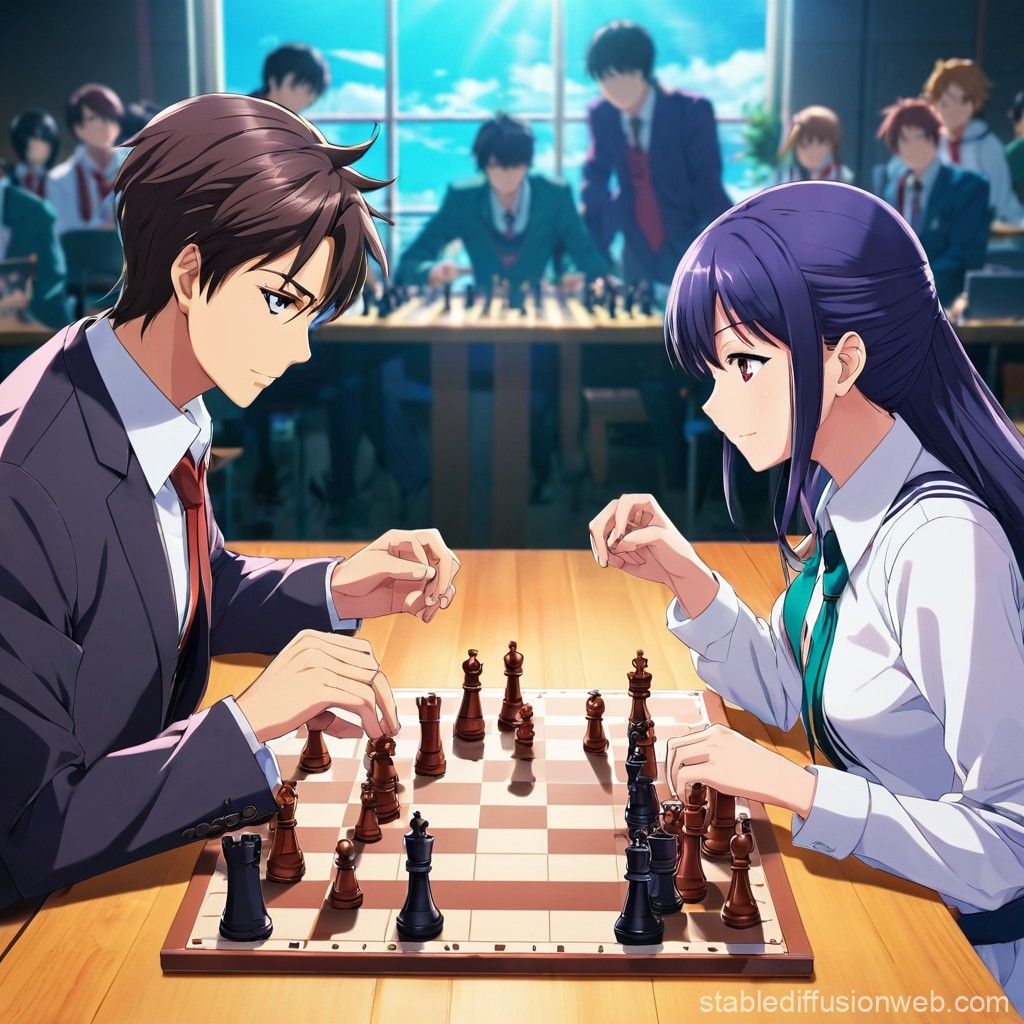1024x1024 ayanokoji kiyotaka and sakayanagi arisu from classroom of the elite playing a chess match Prompts. Stable Diffusion Online