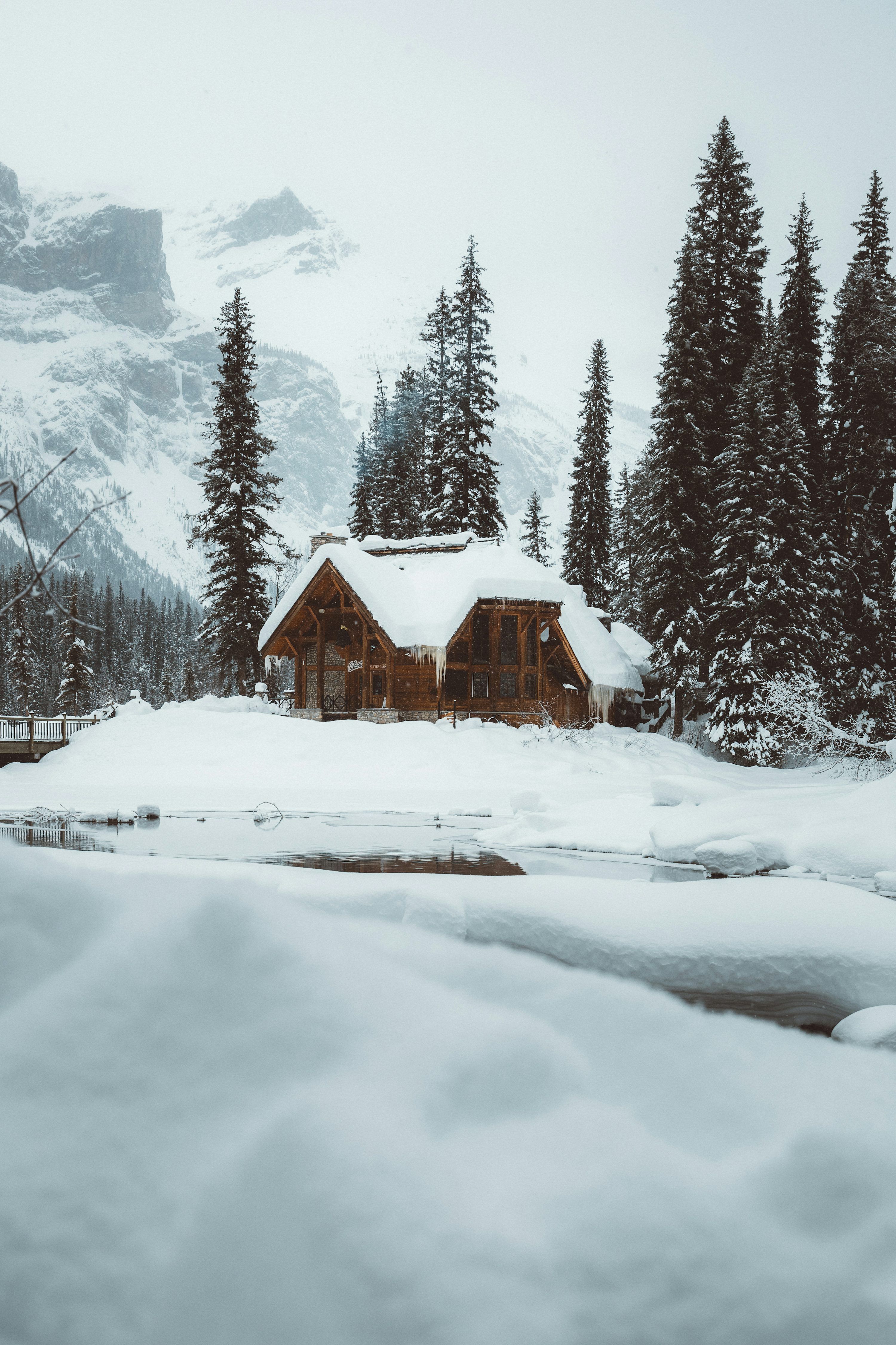 3000x4503 A cabin in the snow photo