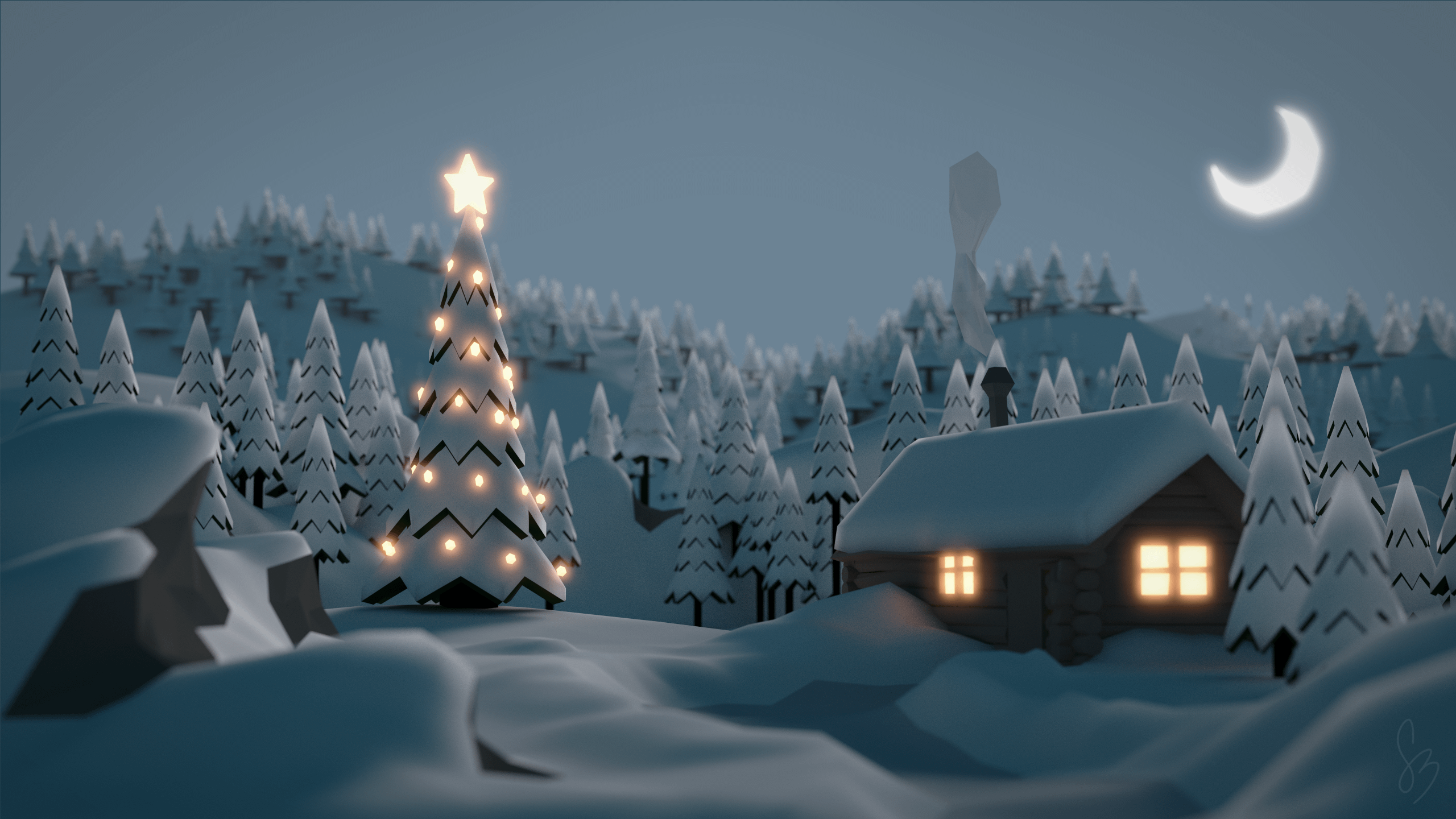 2560x1440 Cozy Winter Cabin [2560x1440]
