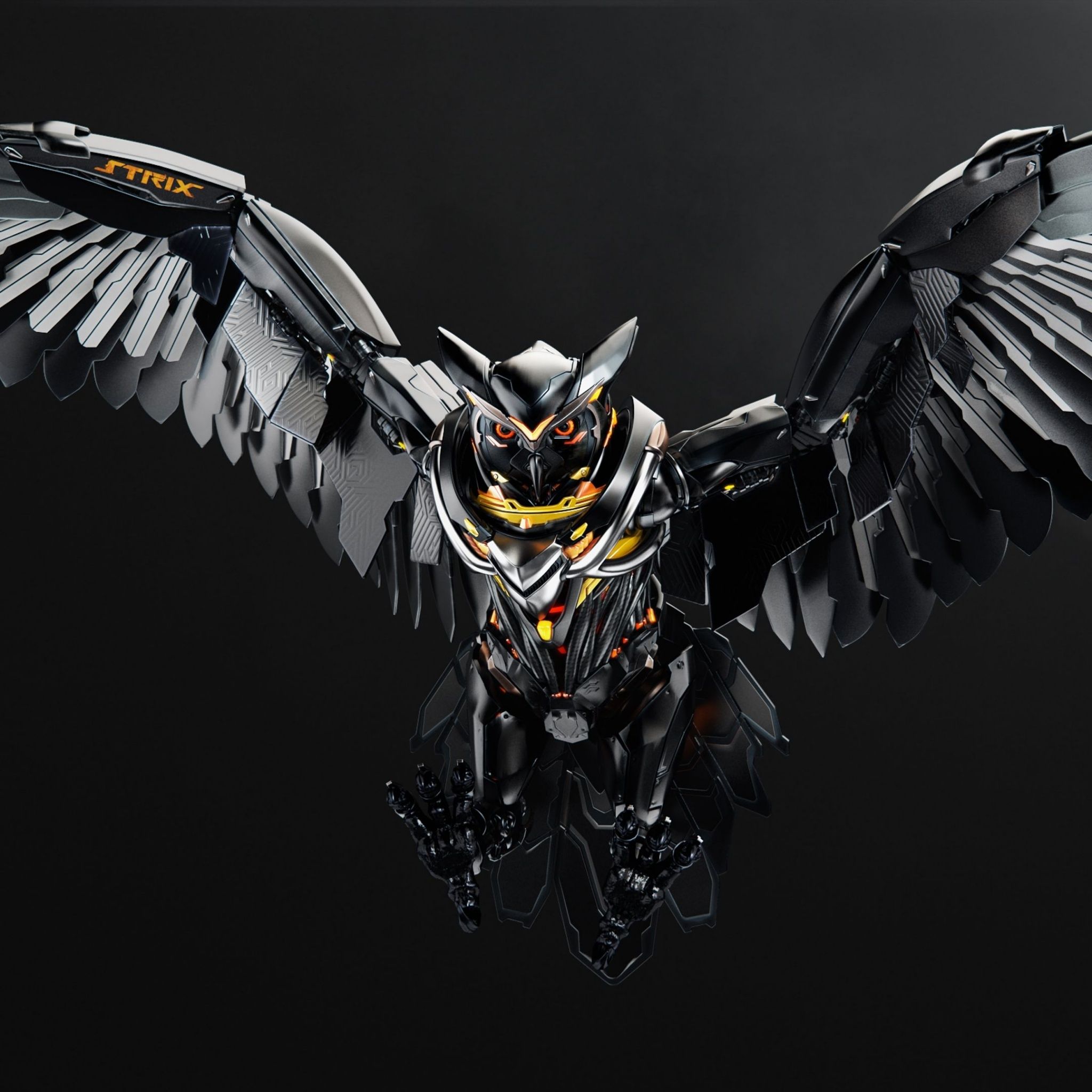 2048x2048 Asus STRIX Owl Black Wallpaper 4K