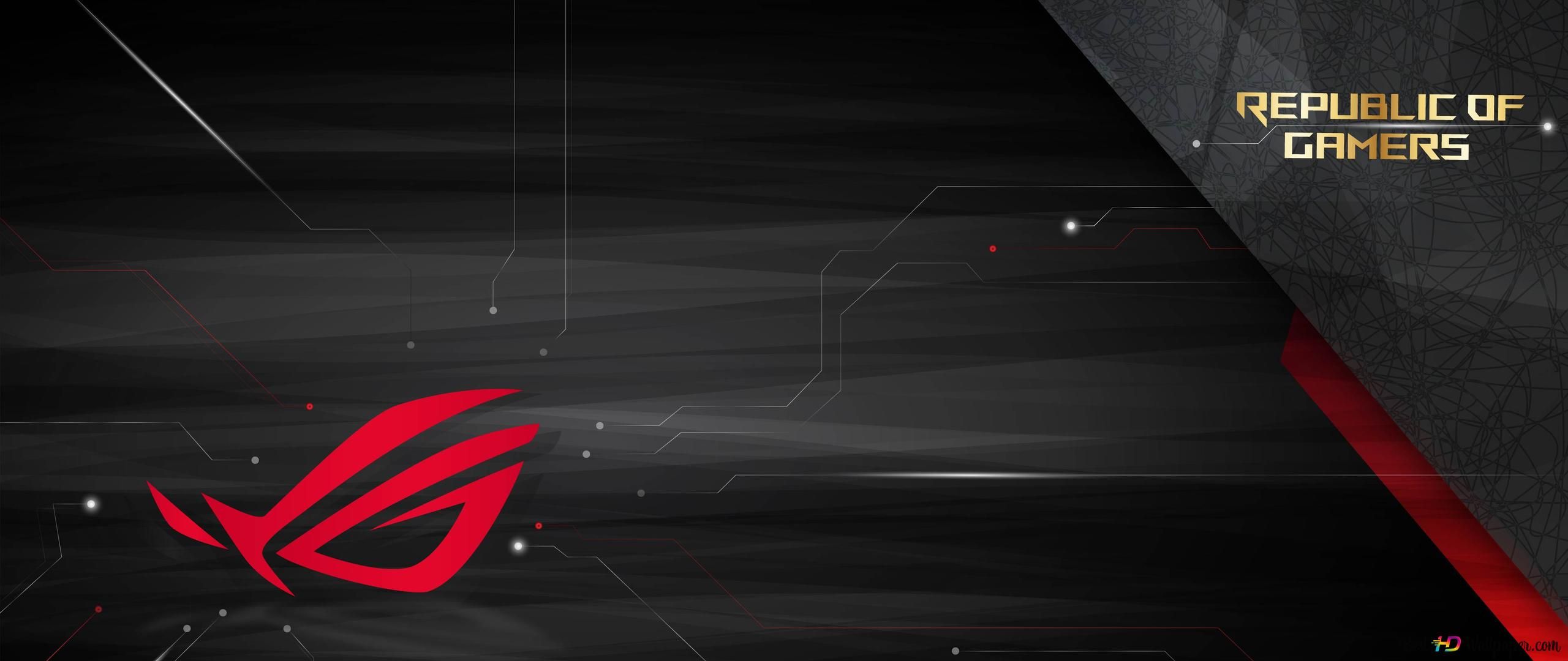 2560x1080 Asus ROG [Republic of Gamers] Classic Neon Red LOGO 4K wallpaper download