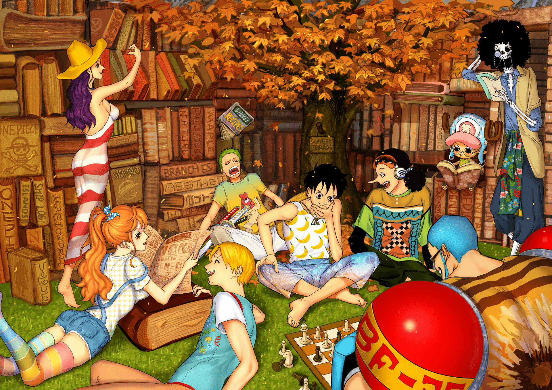 1920x1356 One Piece Crew Autumn Chill HD Wallpaper