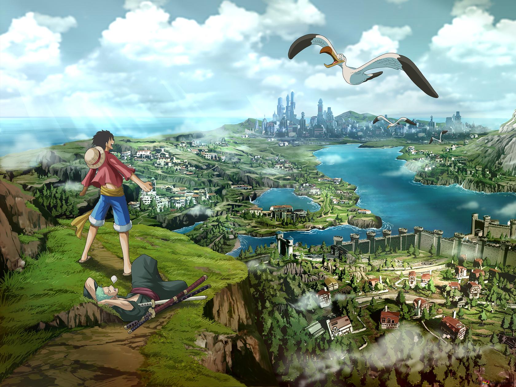 1680x1260 Monkey D. Luffy and Roronoa Zoro enjoying the beautiful nature view wallpaper download