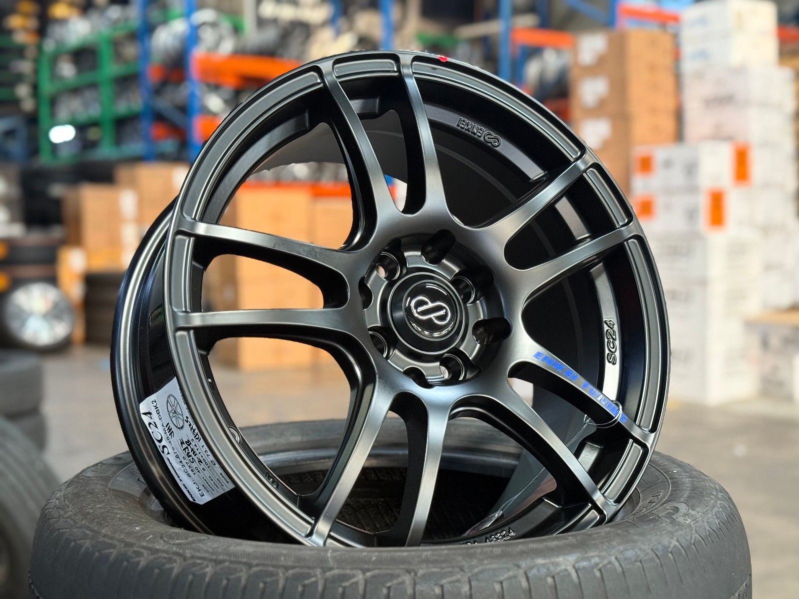 1600x1200 New 16x7 ET40 ENKEI TUNING SC24 4x100 4x114.3 Honda Toyota Yaris Mazda BLACK