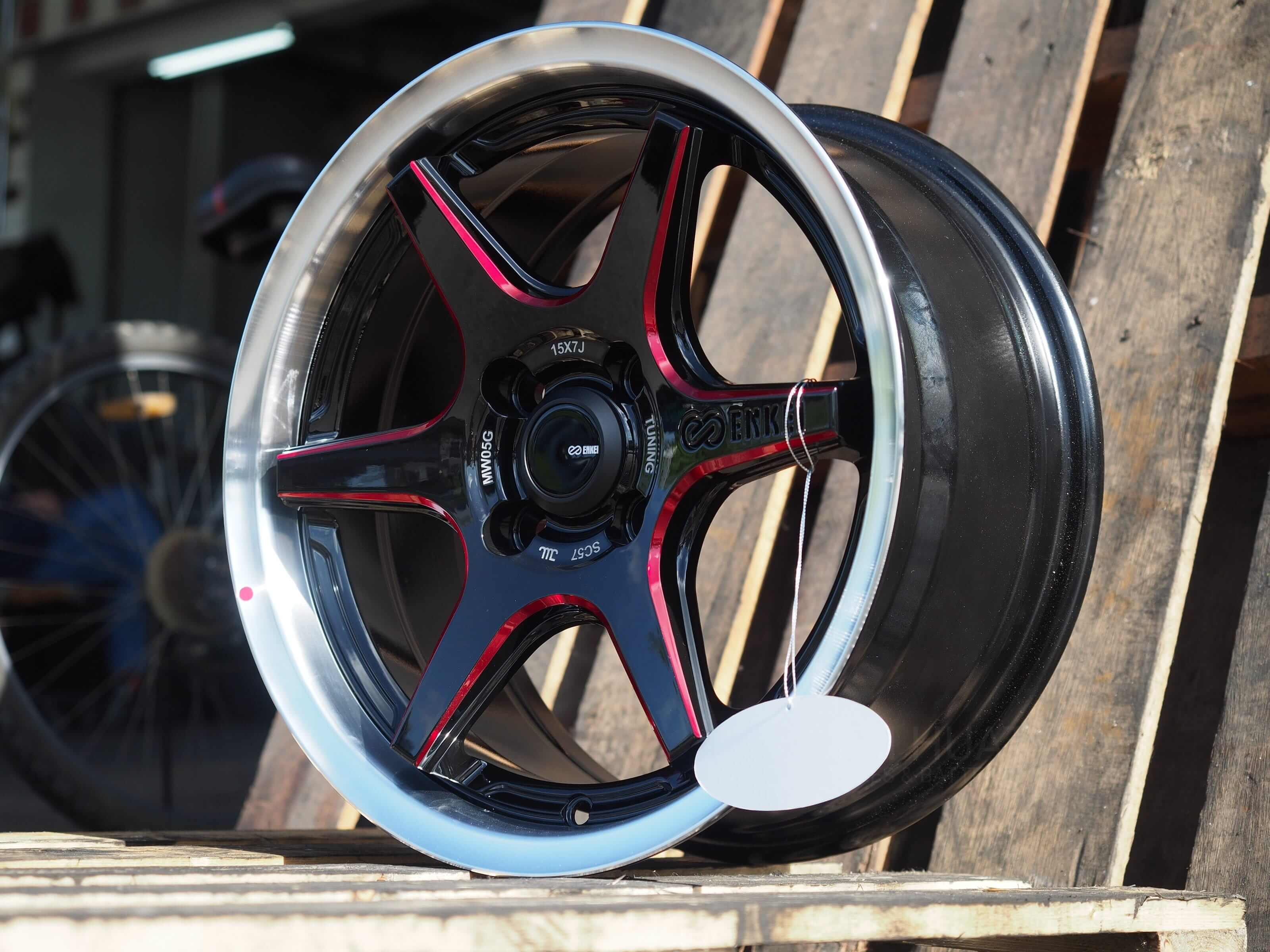3200x2400 ENKEI SC57. Tuning Series. Gloss Black Red Milling With Lip Polish