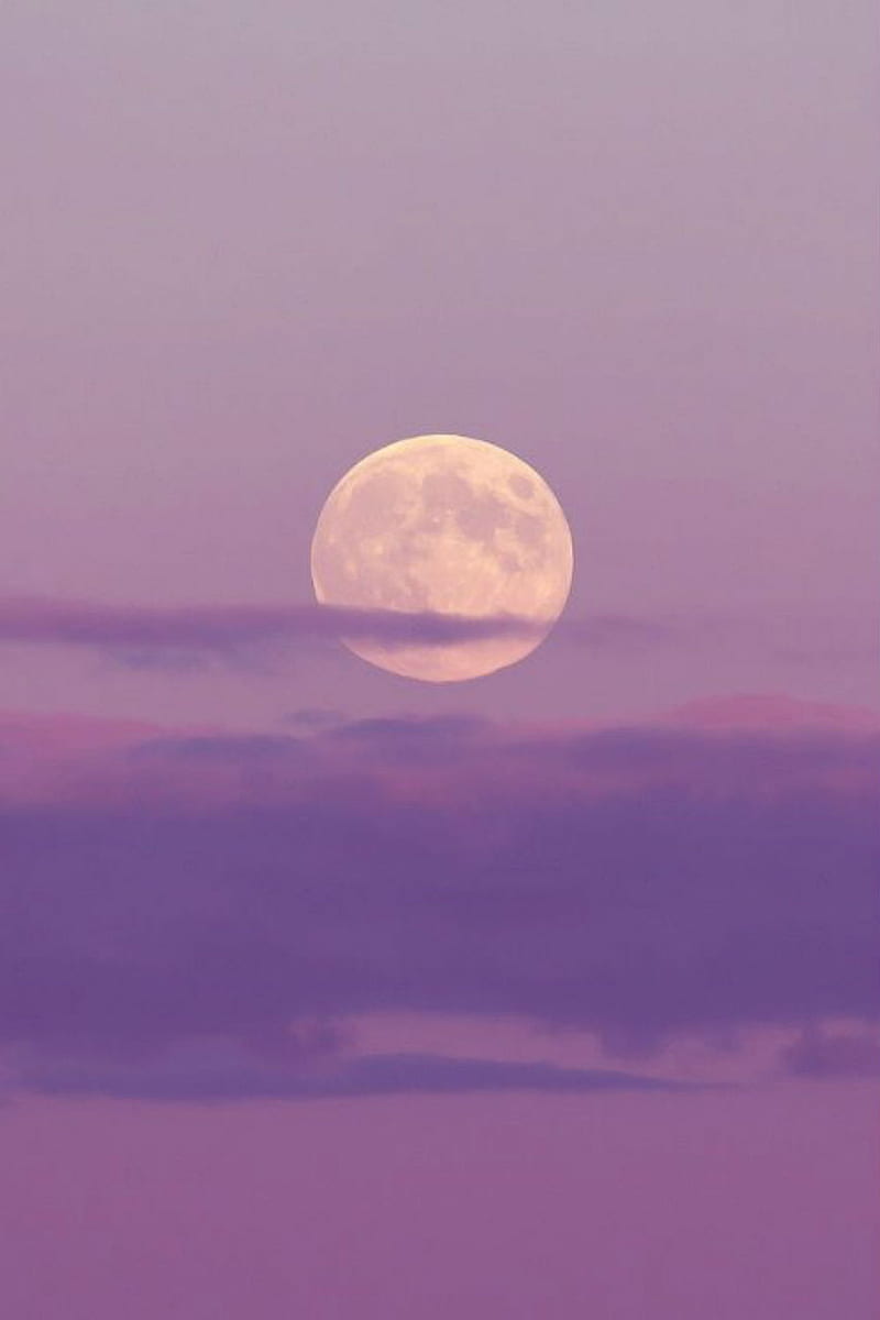800x1200 Lavender Moon, full moon, purple, clouds, sky, night, HD phone wallpaper