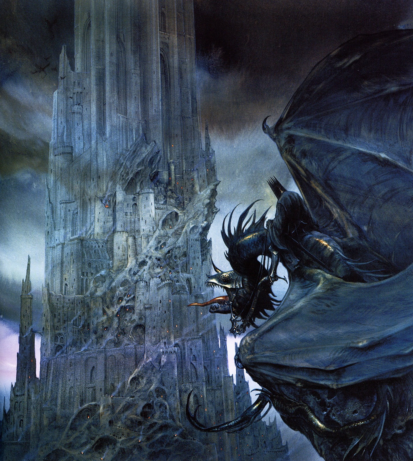 1431x1600 The Lord of the Rings black dragon illustration, Nazgûl, Black Tower, The Lord of the Rings, John Howe HD wallpaper