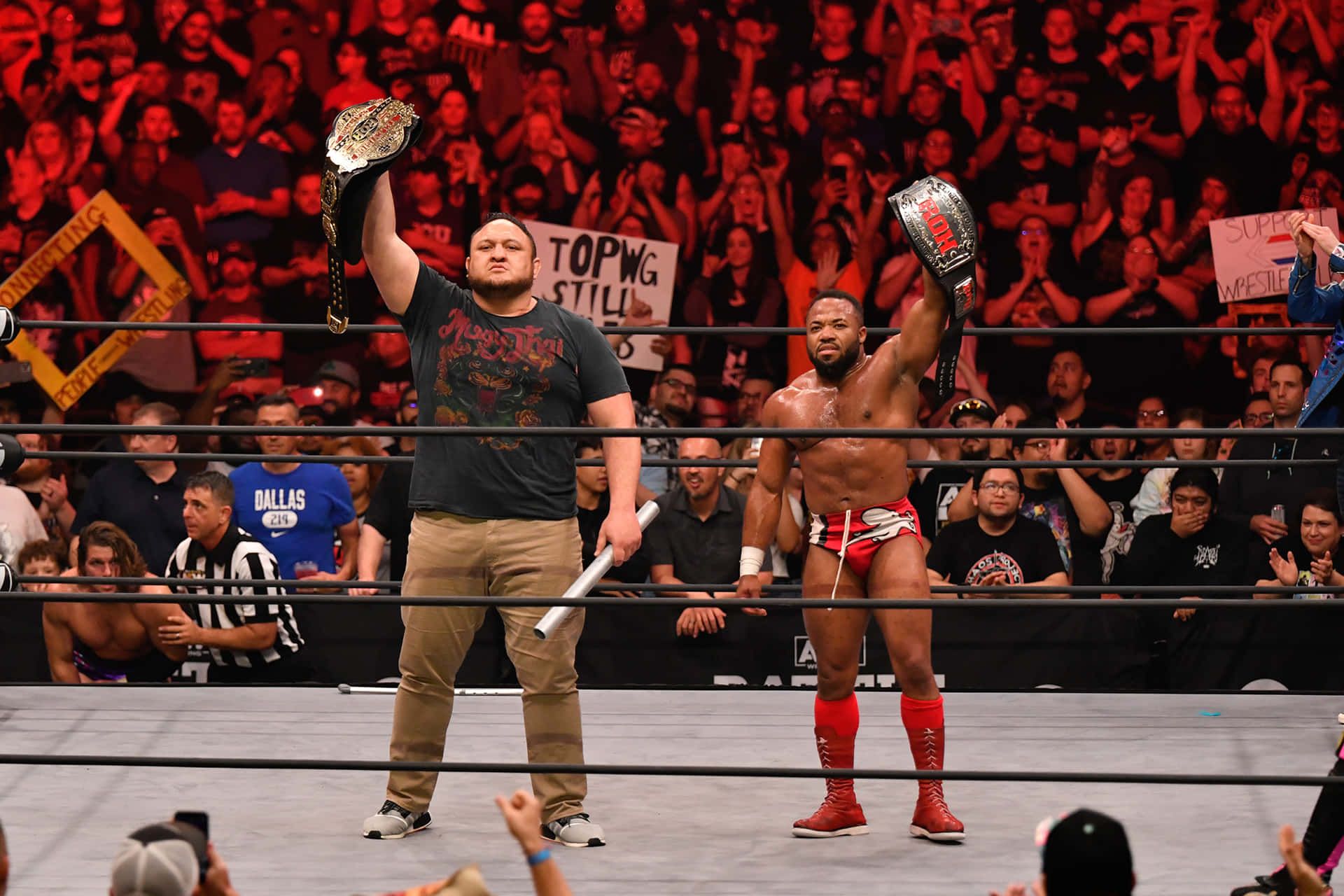 1920x1280 Download Samoa Joe and Jonathan Gresham Holding Championships Wallpaper