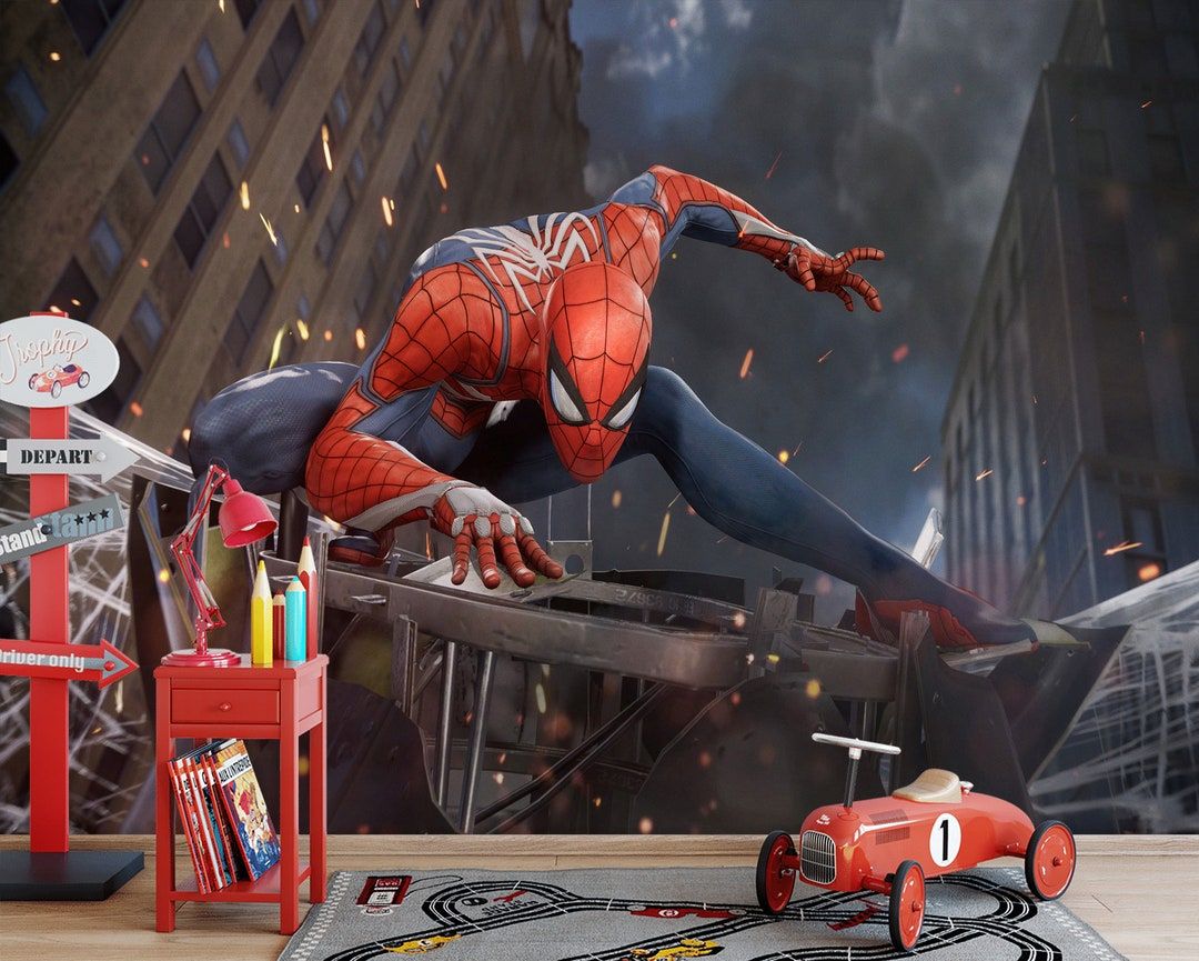 1080x865 Spider Man Wallpaper Mural: Superhero Room Decor (peel And Stick)