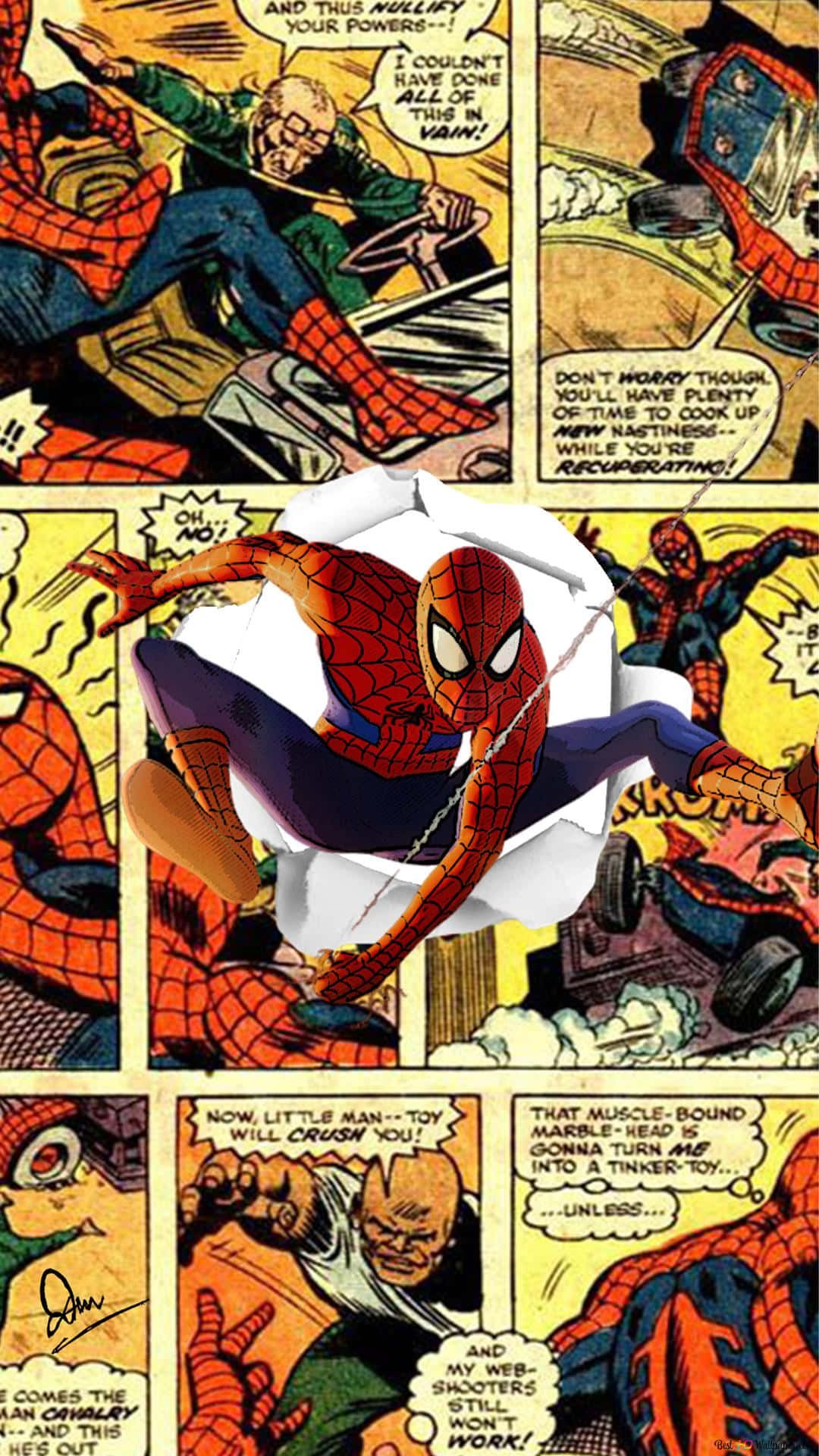 1080x1920 Download Marvel Comic Book Spider Man Strip Wallpaper