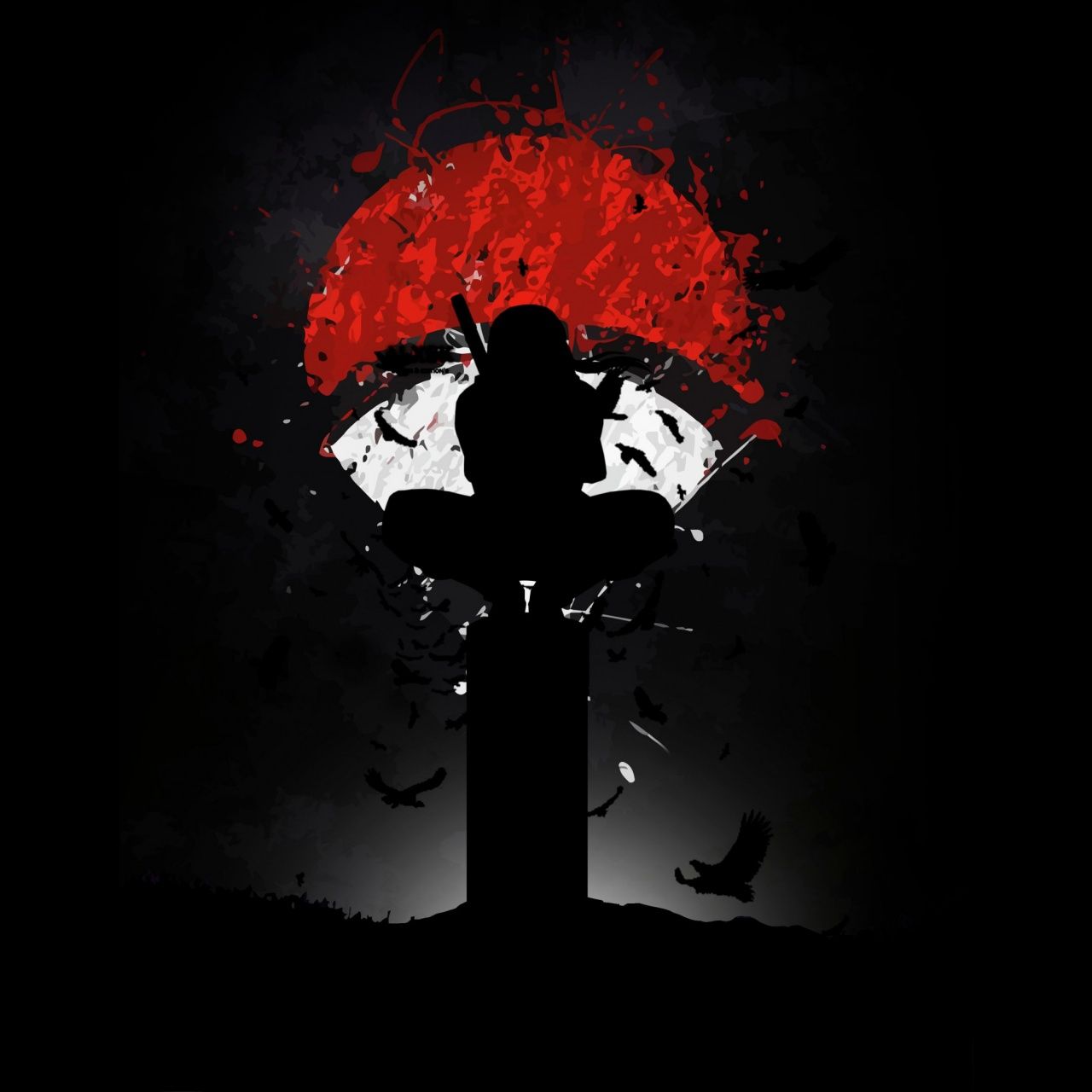 1280x1280 Itachi Uchiha Wallpaper 4K, AMOLED, Naruto, Black background
