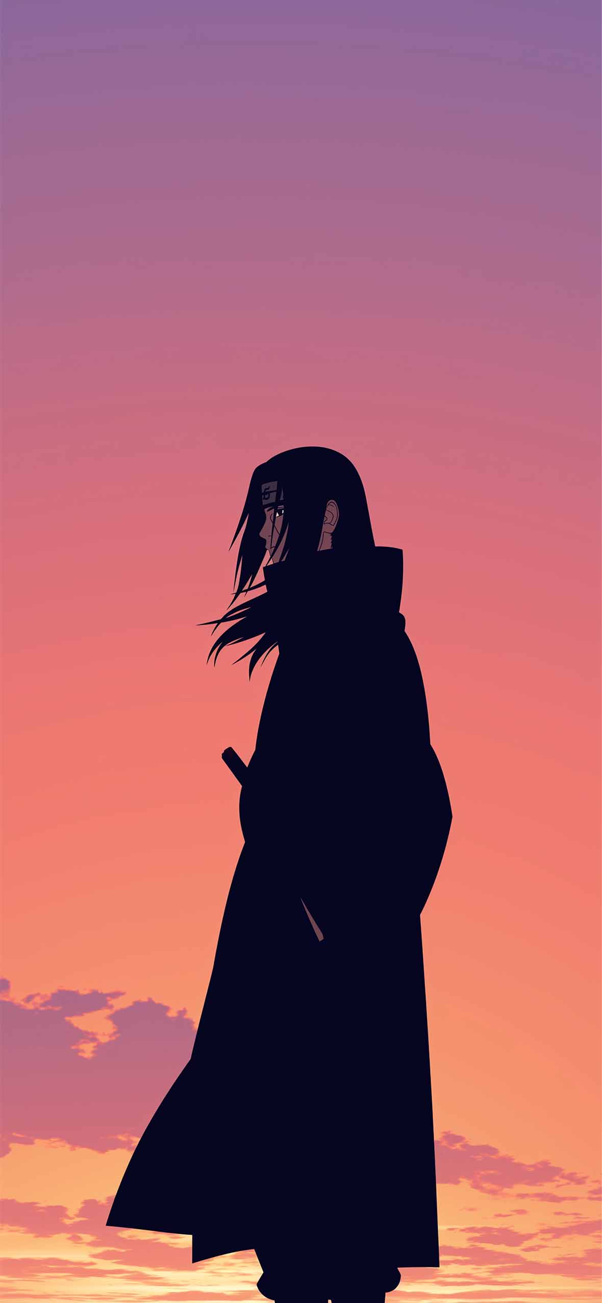 1180x2554 Itachi Uchiha Dark Silhouette Minimalist Naruto Wallpaper iPhone