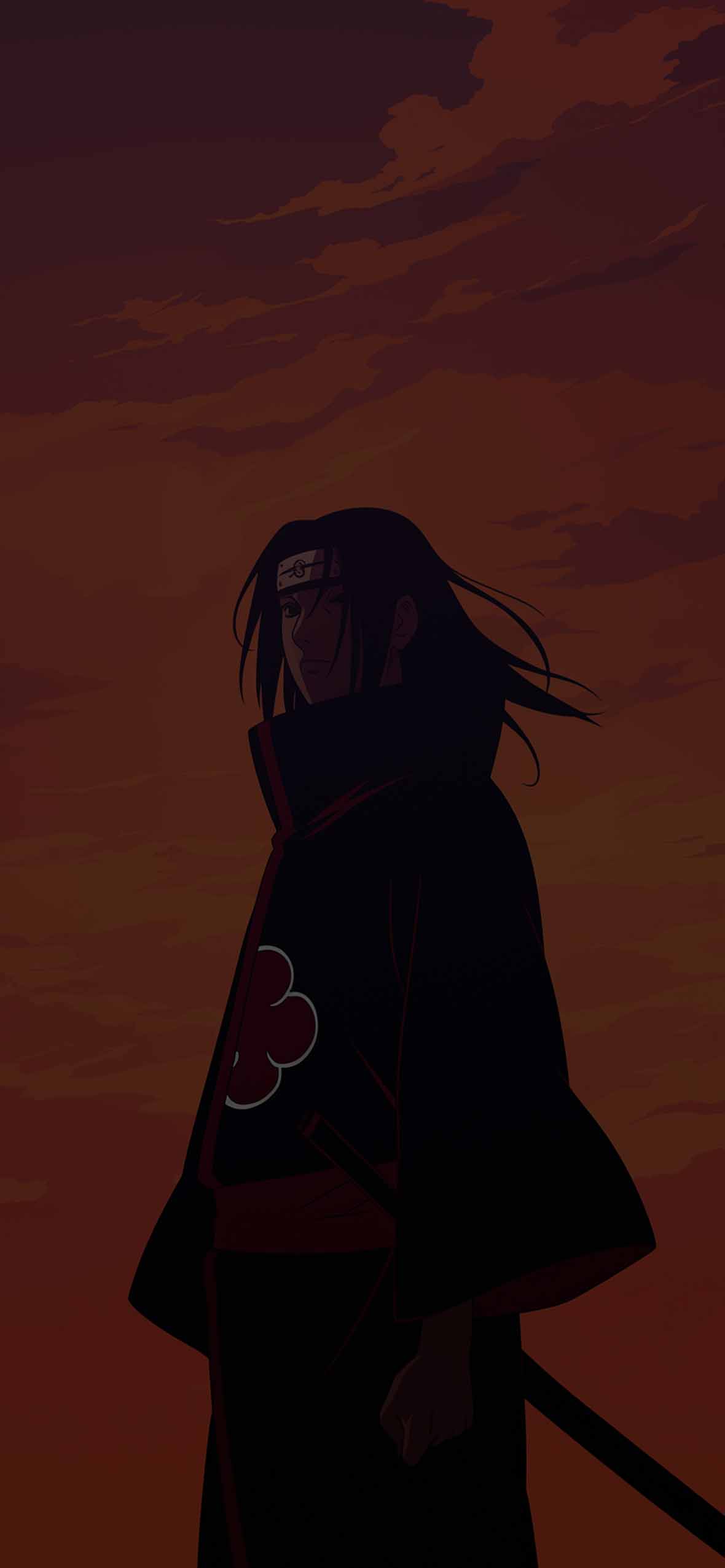 1180x2554 Naruto Itachi Uchiha Sunset Minimalistic Wallpaper