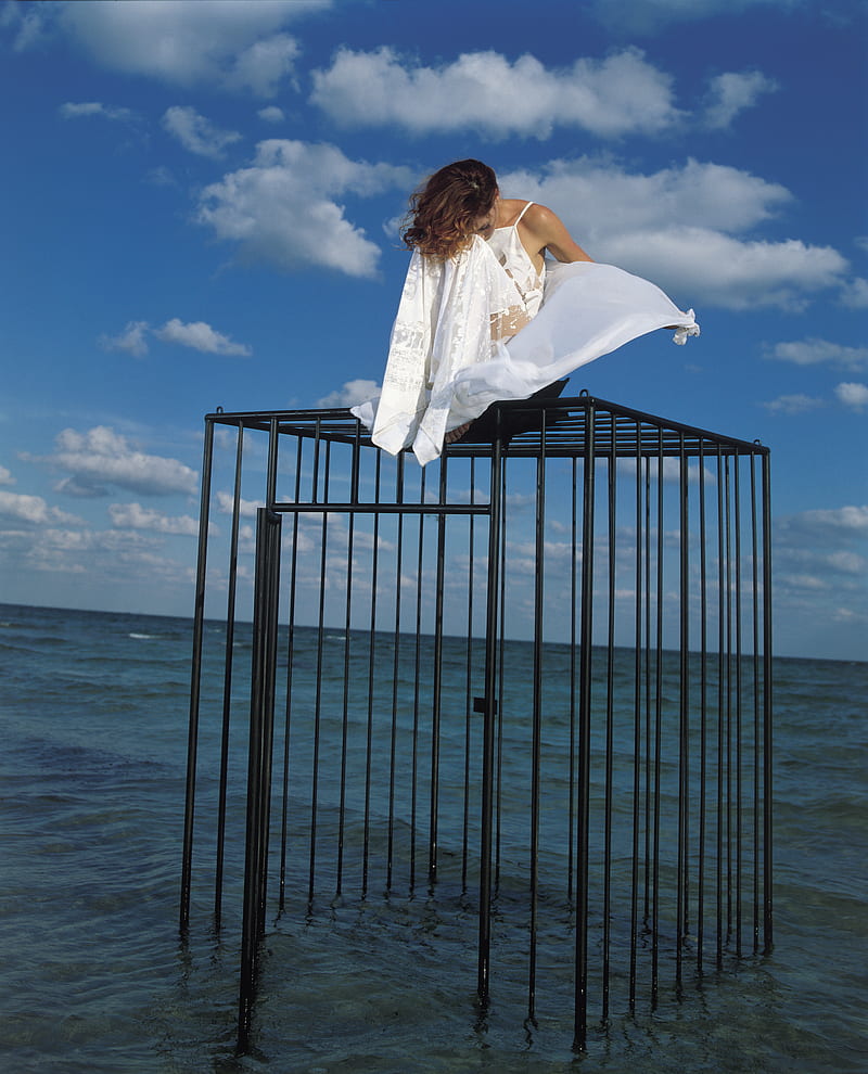 800x990 Mylène Farmer, redhead, French, singer, cages, sky, sitting, innamoramento, HD phone wallpaper