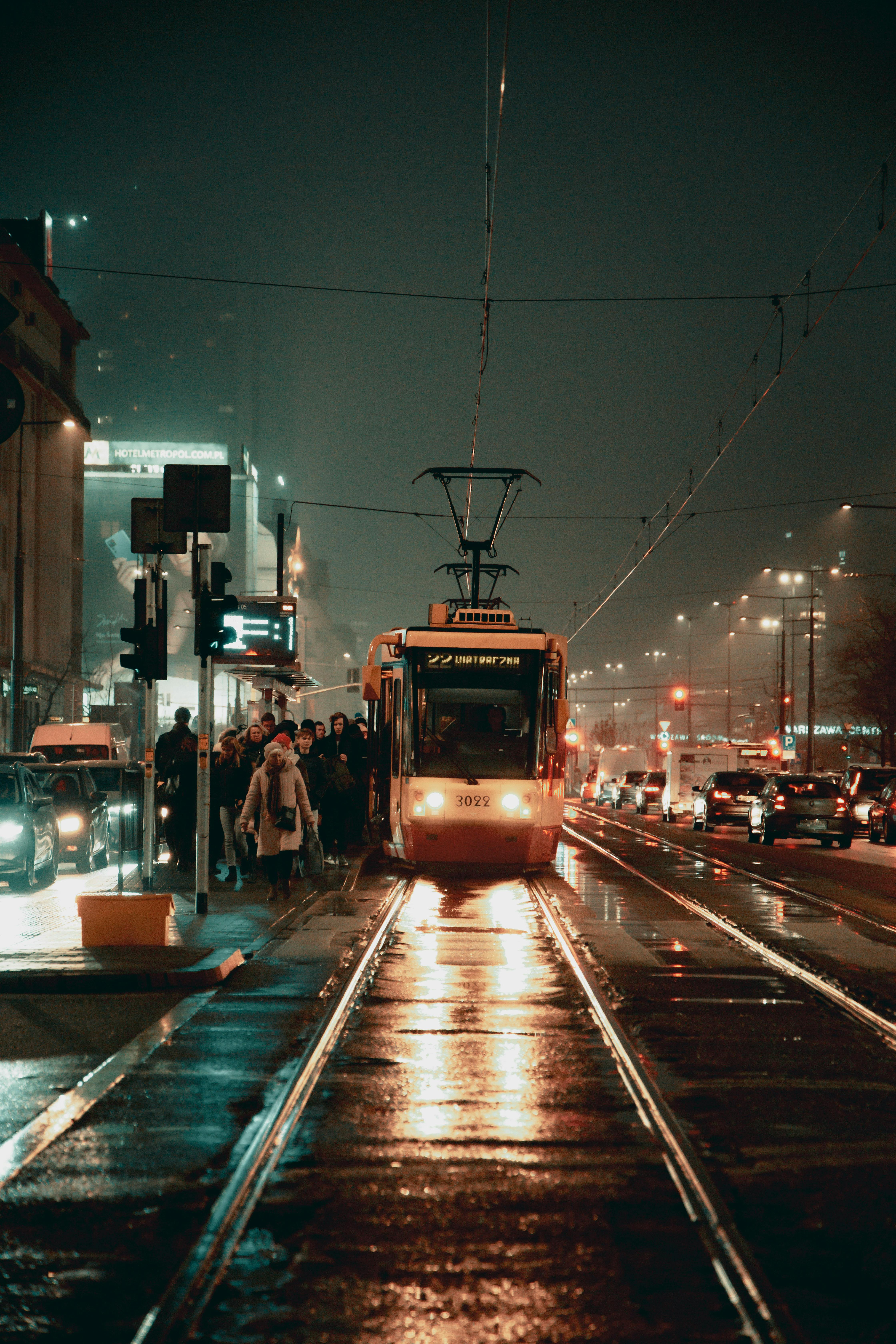 4480x6720 Red and White Tram on the Road · Free