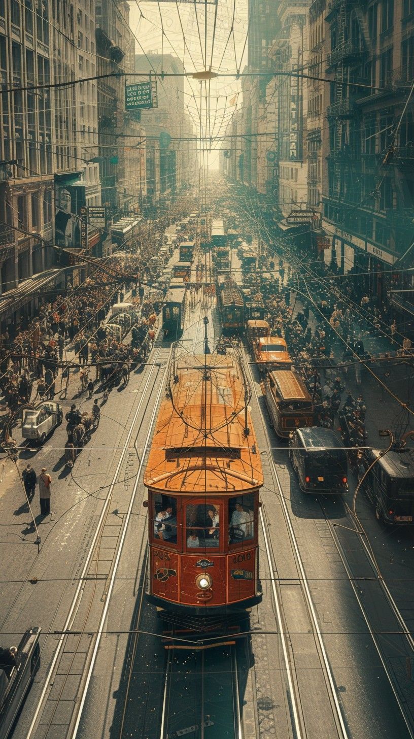 816x1456 Free Urban Tramway Scene Image, City, Street