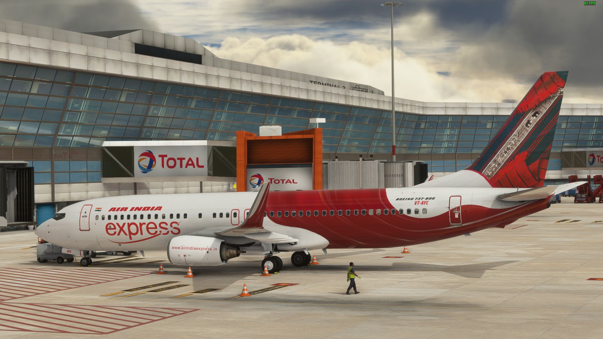 1920x1080 Air India Express VT AYC Patola / Shawl Tail Design PMDG B738 [4K] Liveries For MSFS